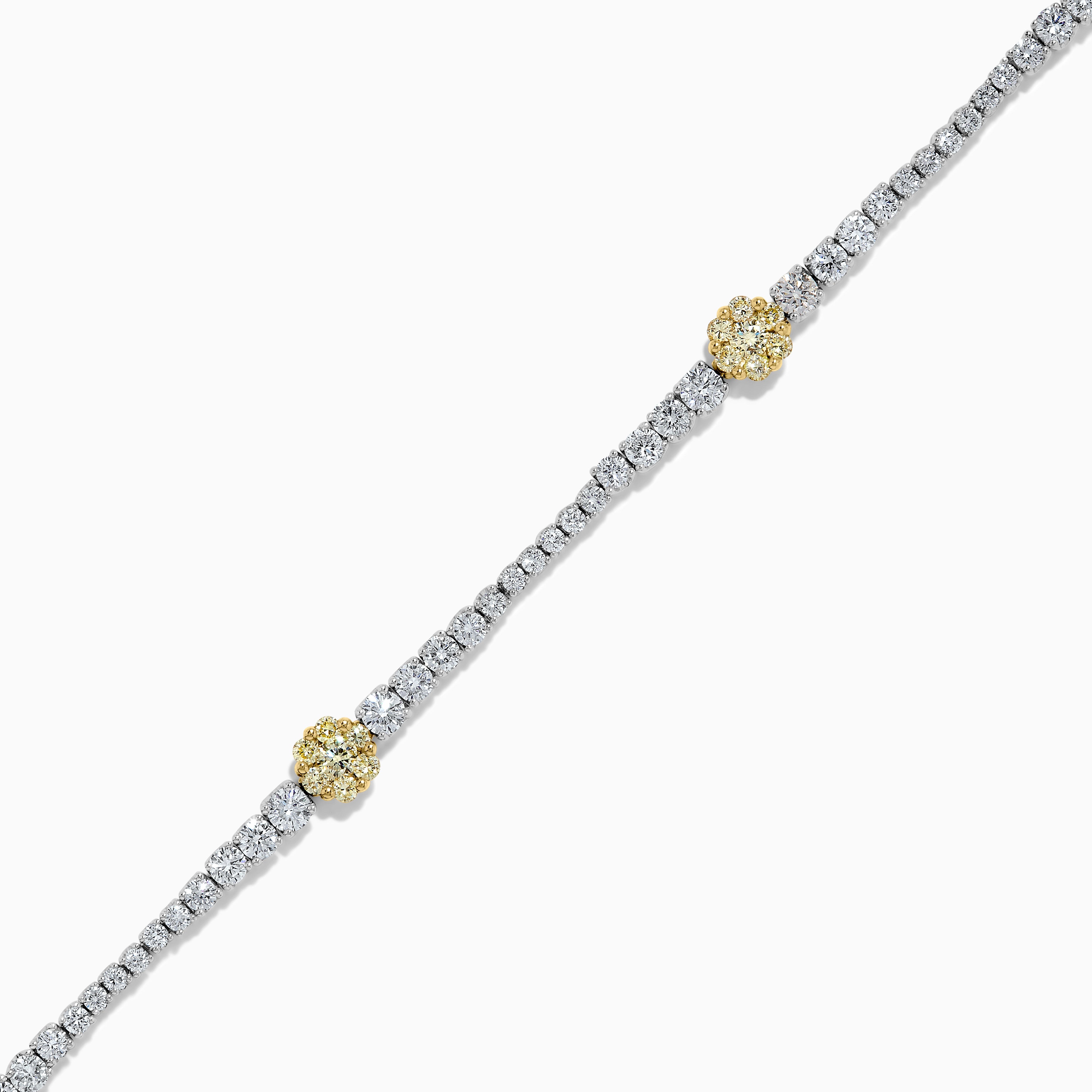 Natural Yellow Round and White Diamond 3.39 Carat TW Gold Bracelet