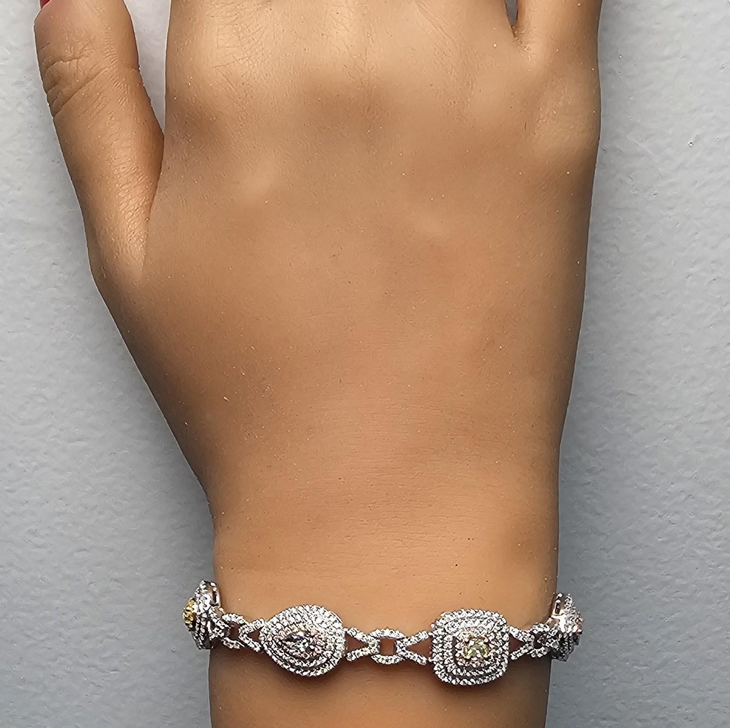 GIA Certified Natural Fancy Blue Diamond 4.30 Carat TW Gold Tennis Bracelet