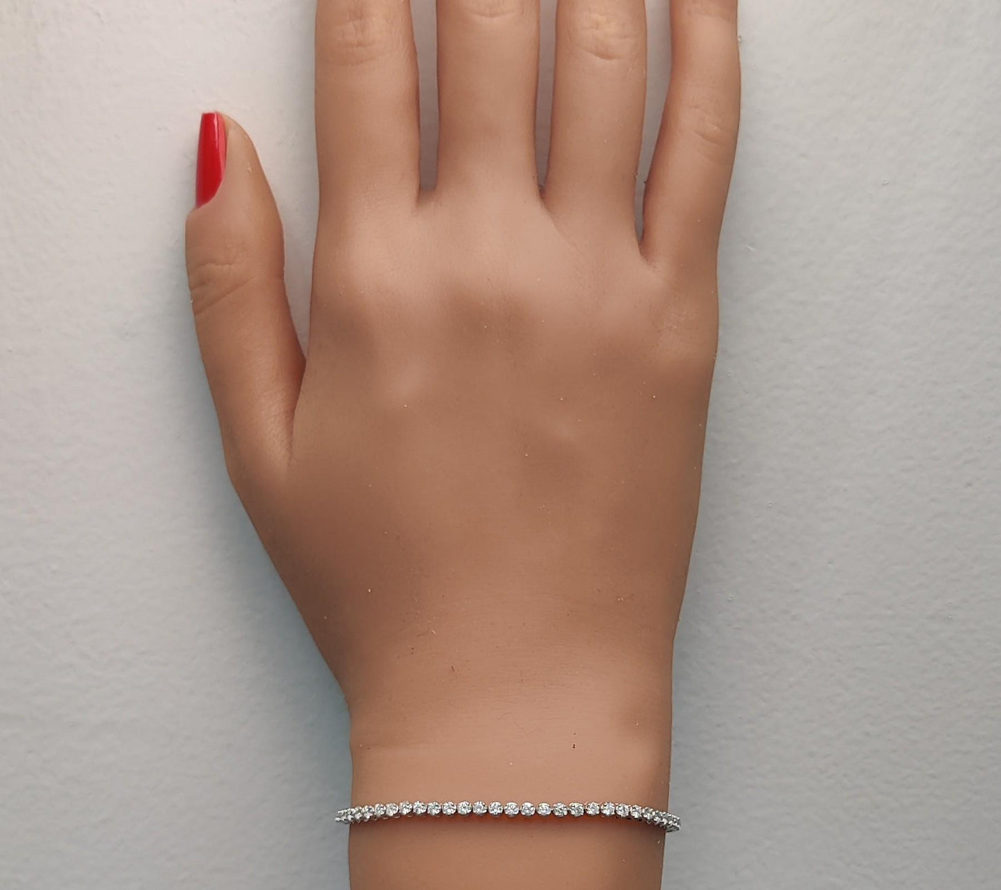 Natural White Round Diamond 2.02 Carat TW White Gold Tennis Bracelet