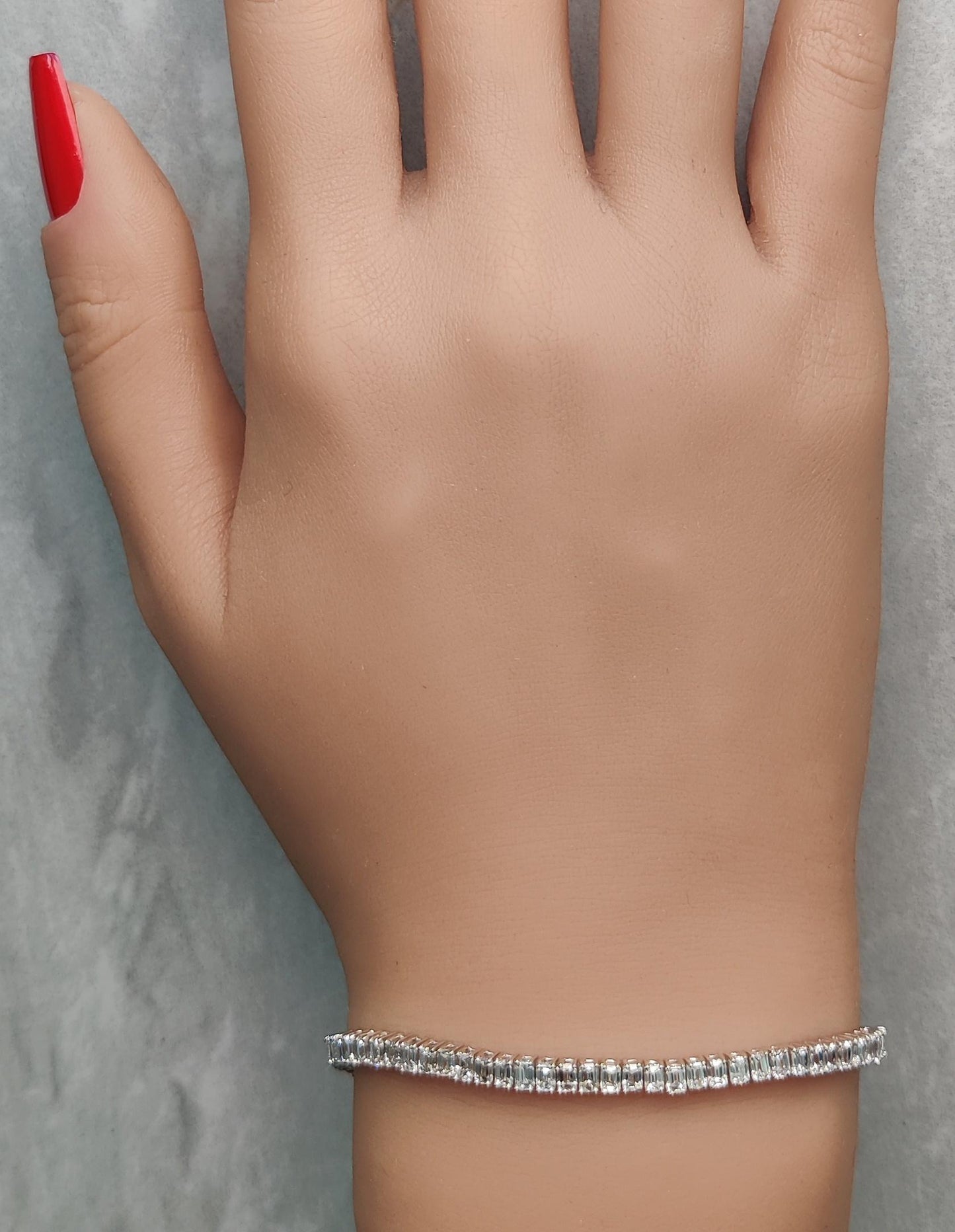 Natural White Emerald Diamond 6.59 Carat TW White Gold Tennis Bracelet