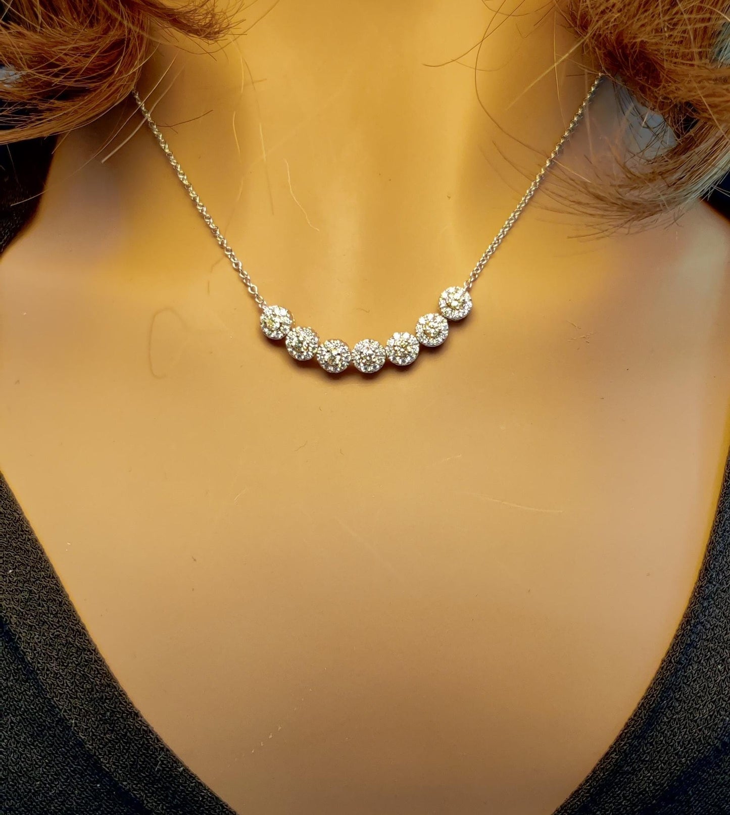 Natural Yellow Round and White Diamond .78 Carat TW Gold Necklace
