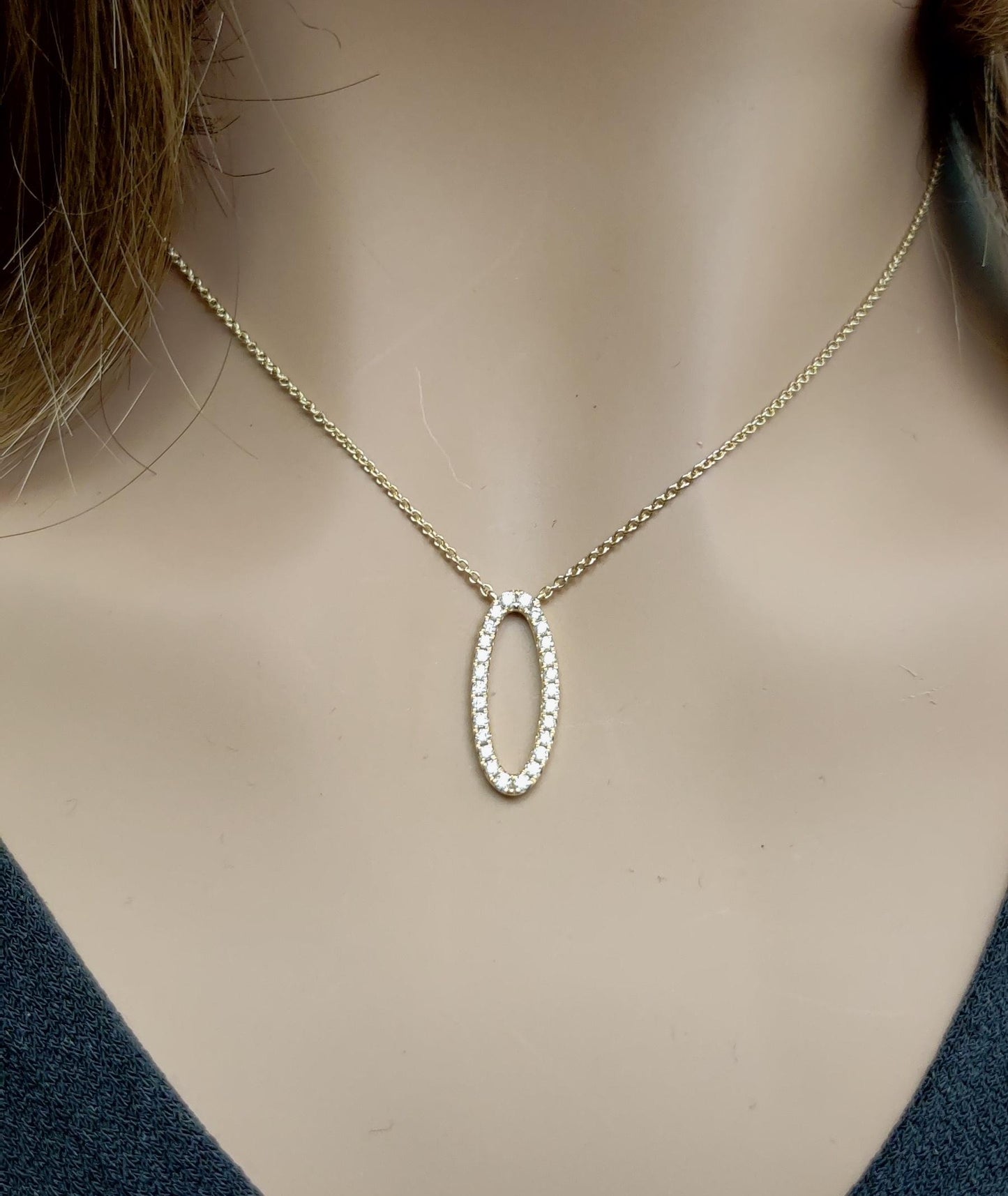 Natural White Round Diamond 0.29 Carat TW Yellow Gold Necklace