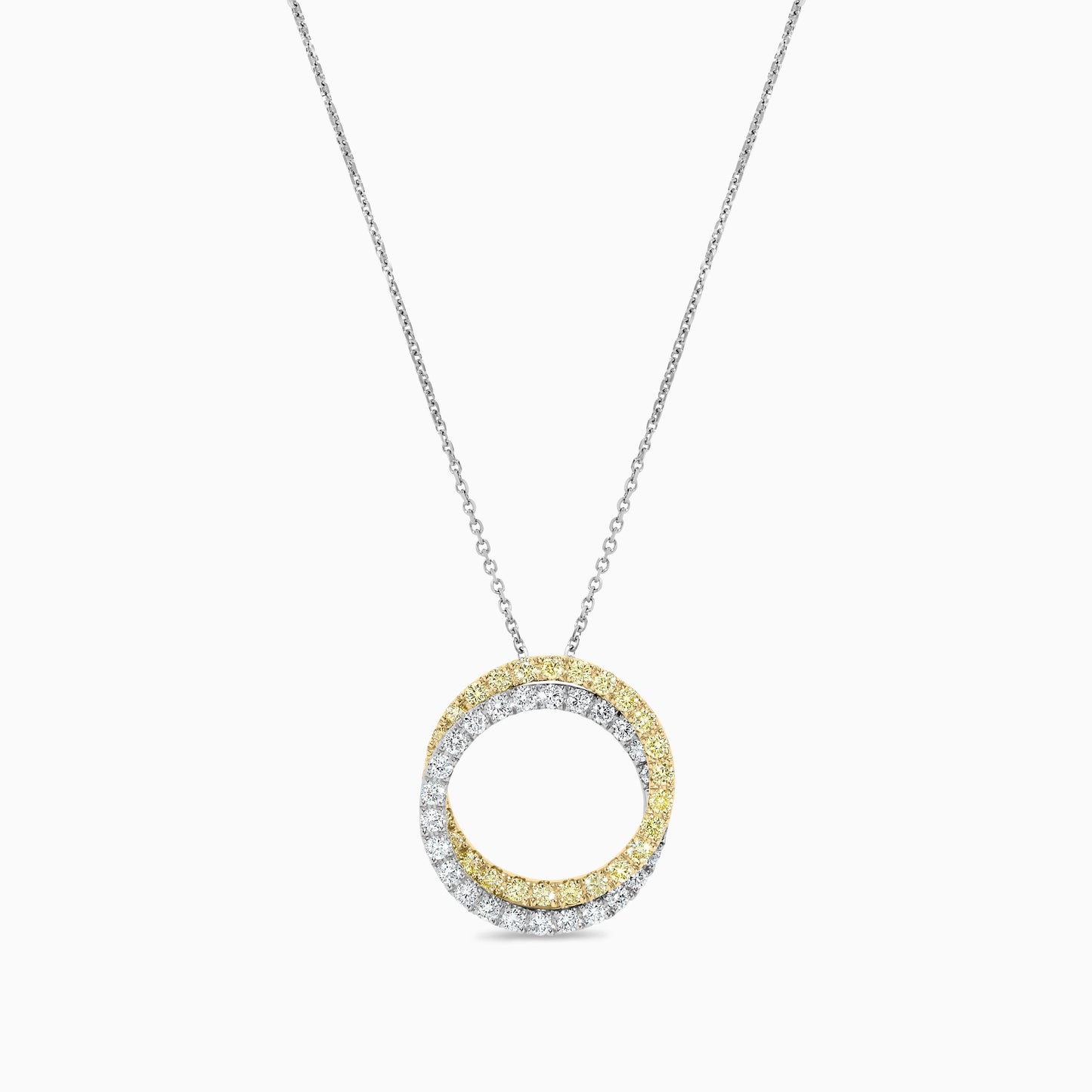 Natural Yellow Round and White Diamond 1.24 Carat TW Gold Drop Pendant