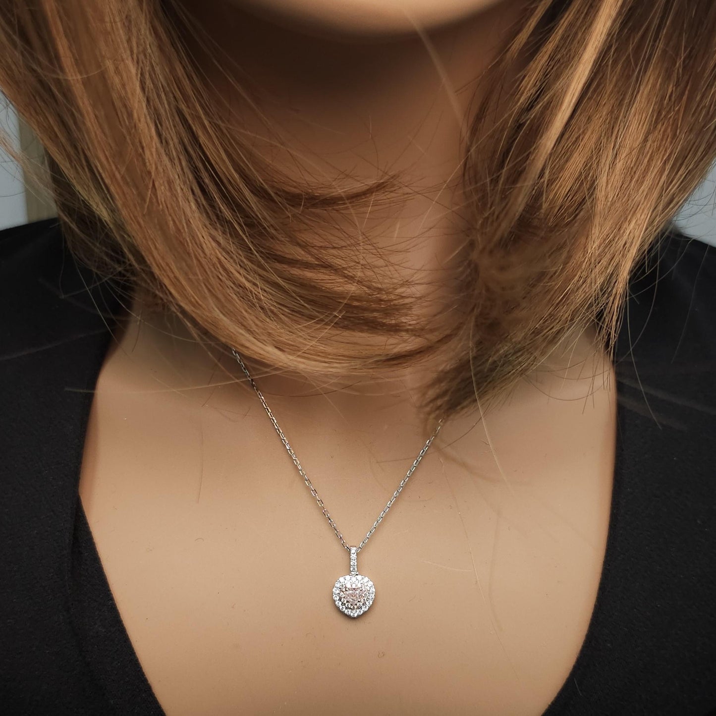 GIA Certified Natural Pink Heart Diamond 0.52 Carat TW Gold Drop Pendant