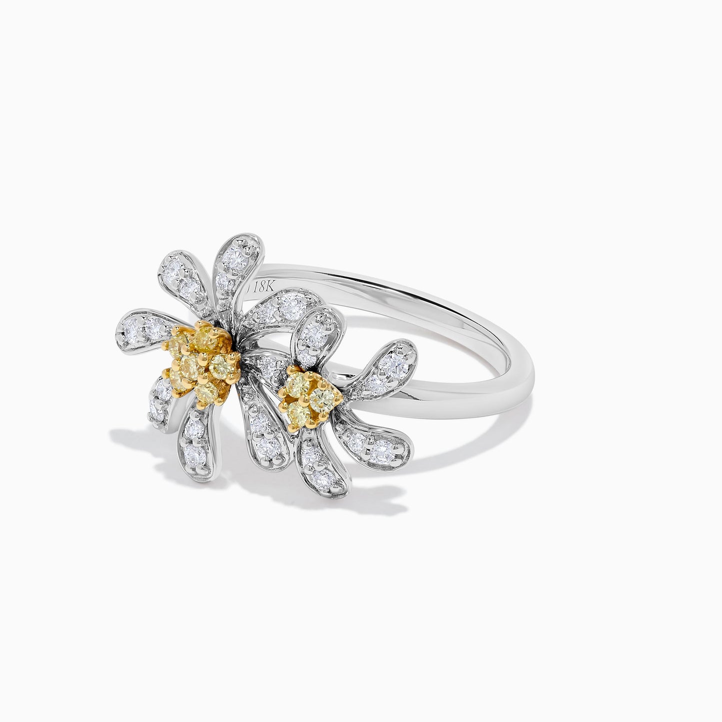 Natural Yellow Round and White Diamond .35 Carat TW Gold Cocktail Ring