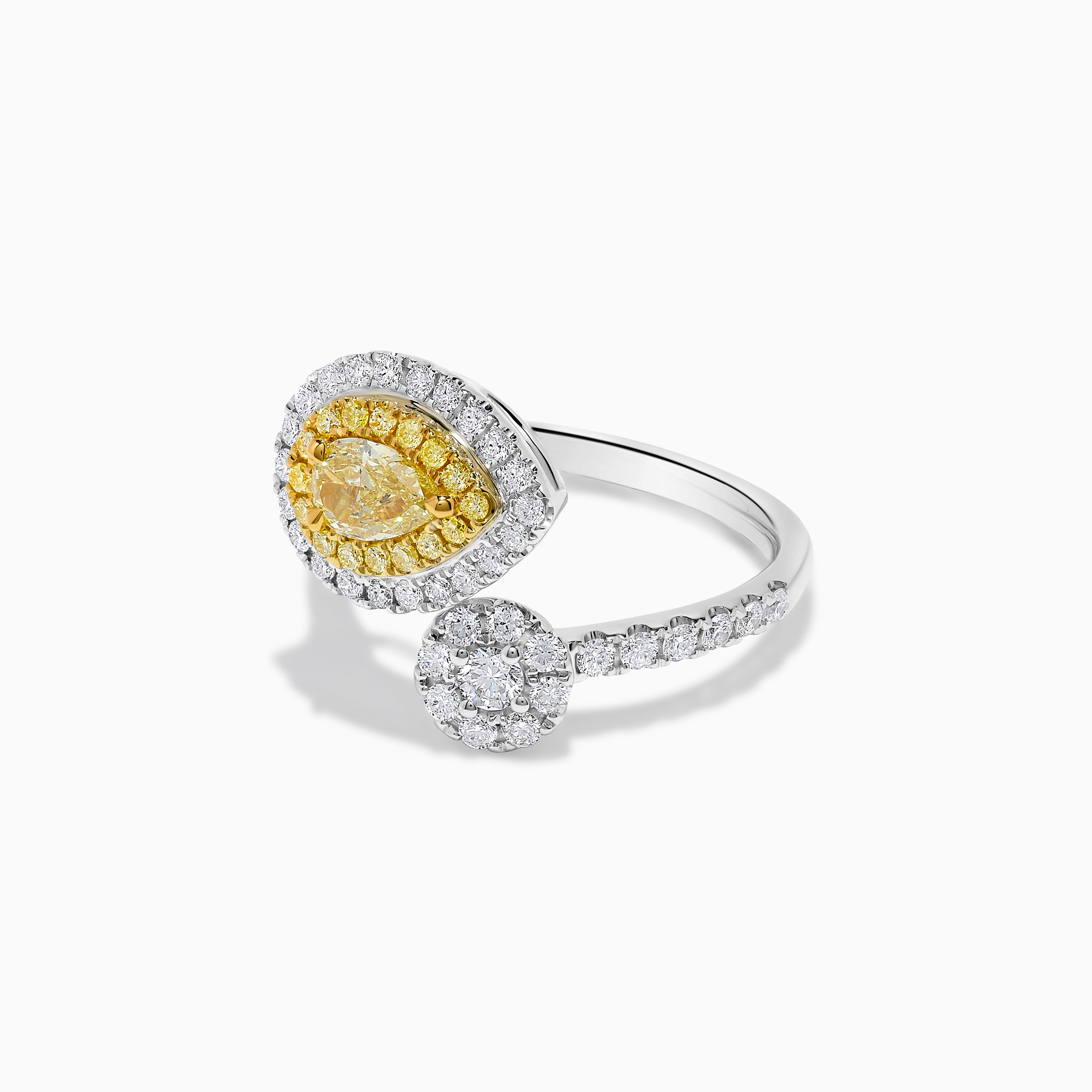 GIA Certified Natural Yellow Pear Diamond 1.17 Carat TW Gold Cocktail Ring