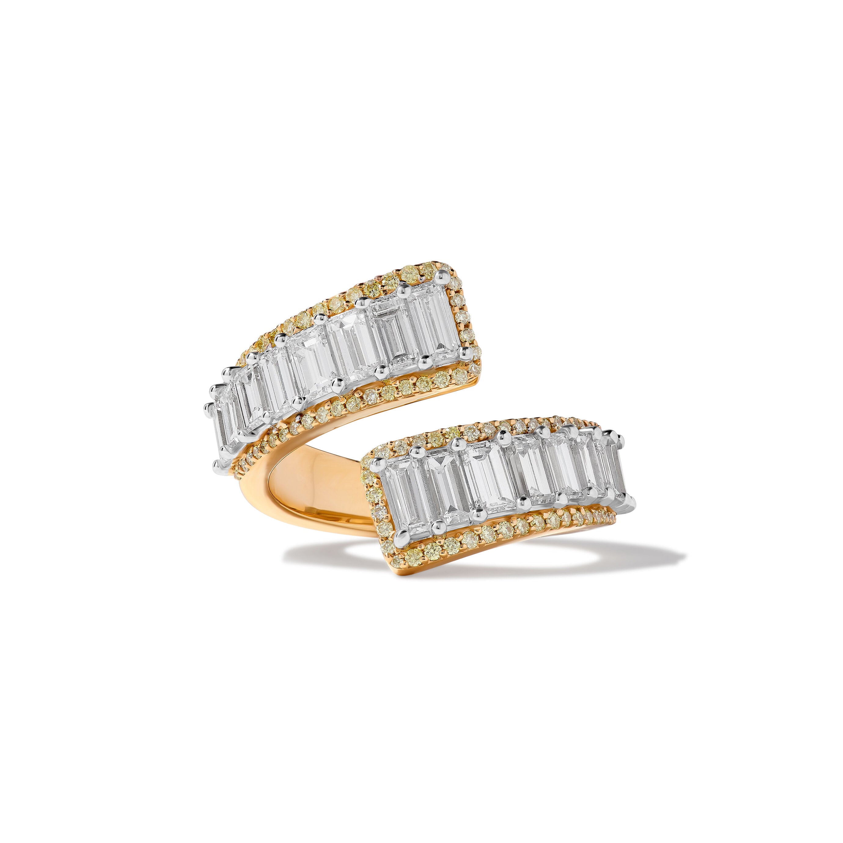 Natural White Baguette Diamond 2.70 Carat TW Yellow Gold Band