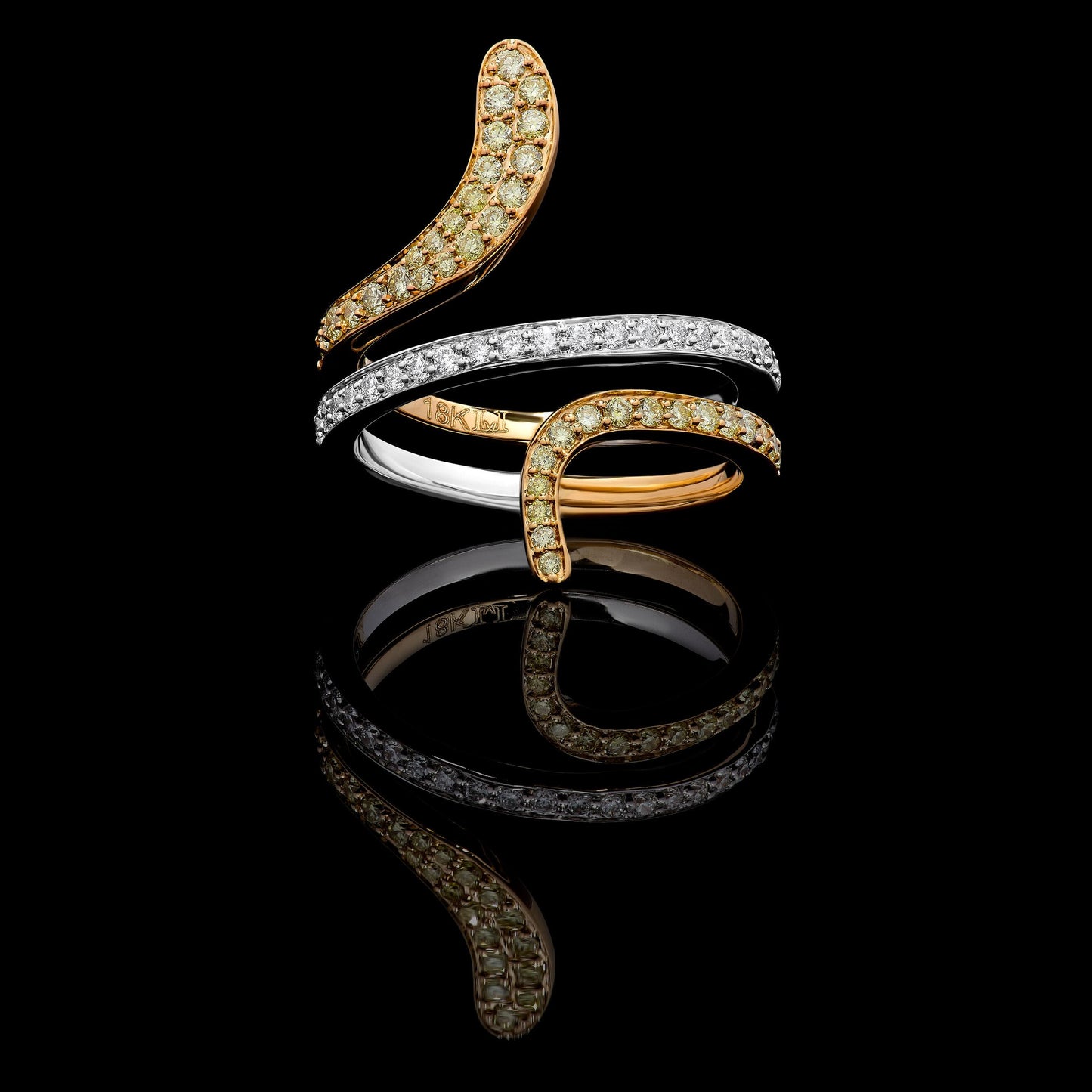 Natural Yellow Round Diamond .68 Carat TW Gold Band