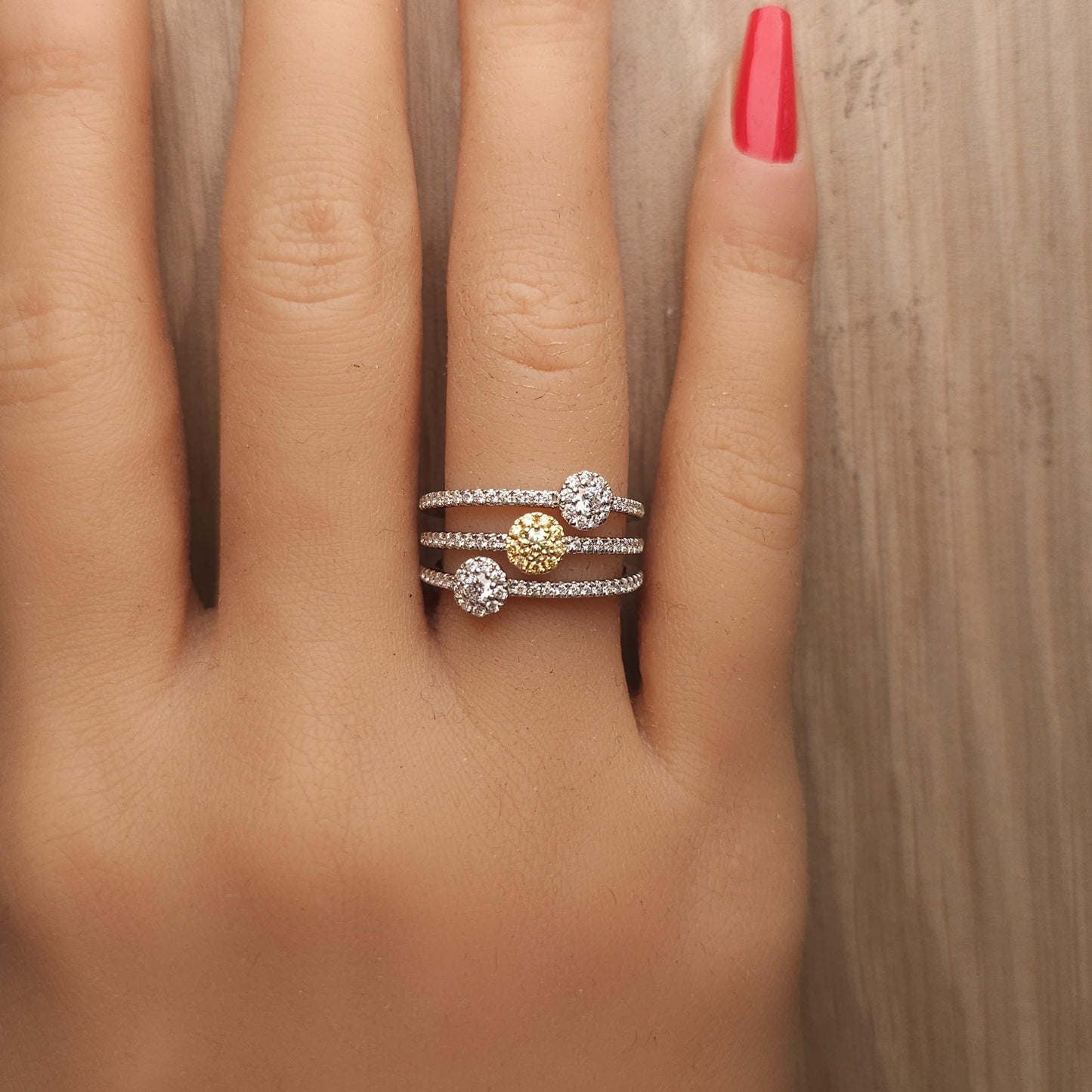 Natural Yellow Round Diamond 0.67 Carat TW Gold Cocktail Ring