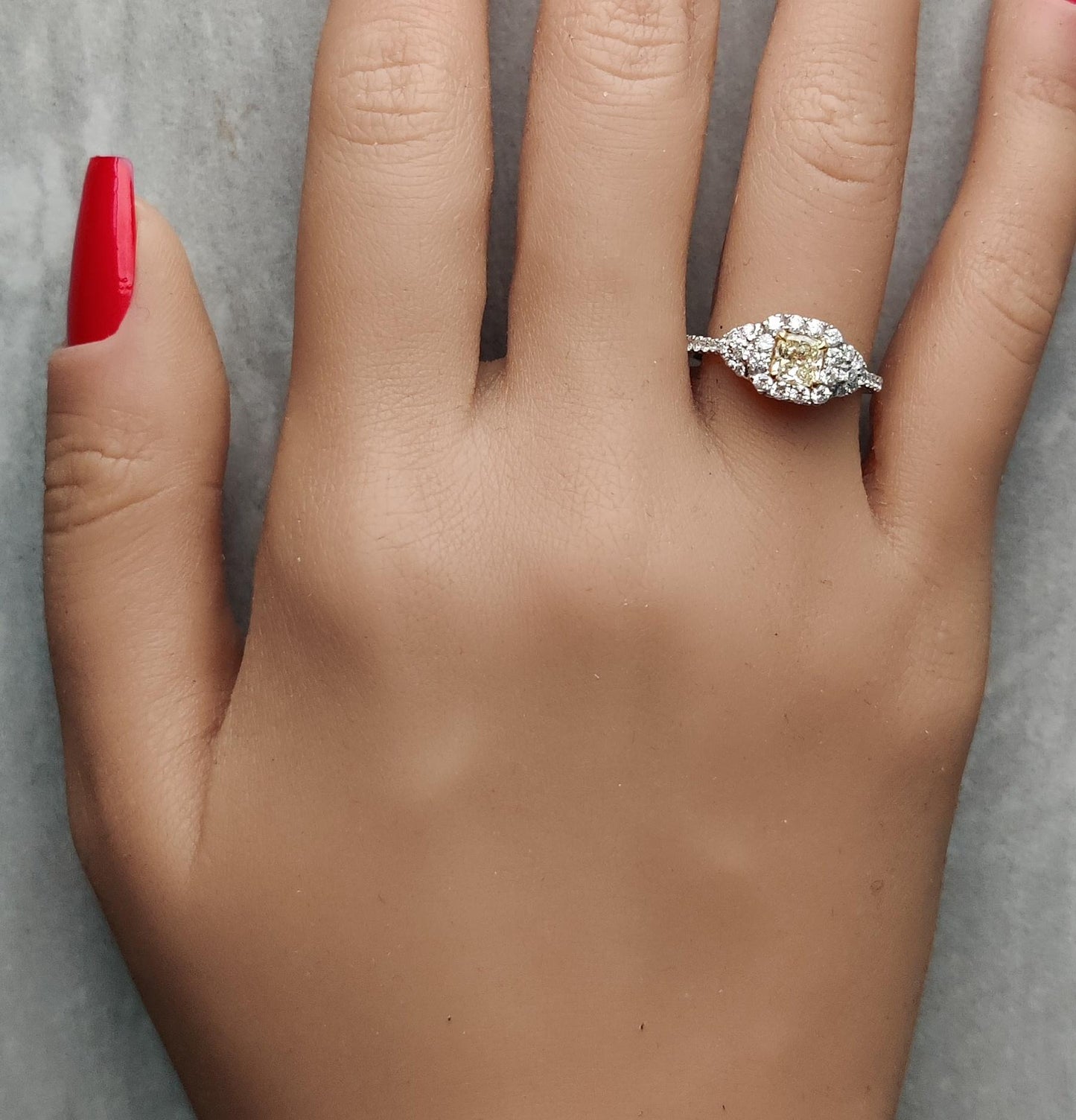 Natural Yellow Radiant Diamond 0.98 Carat TW Gold Cocktail Ring