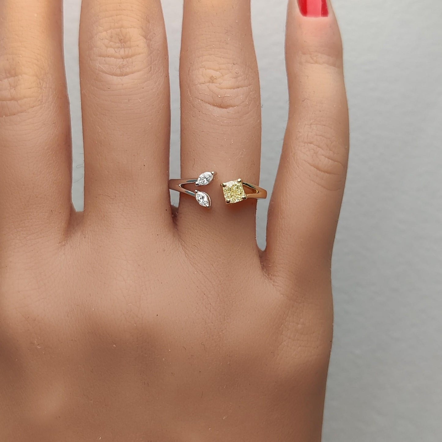 GIA Certified Natural Yellow Cushion Diamond 0.60 Carat TW Gold Cocktail Ring