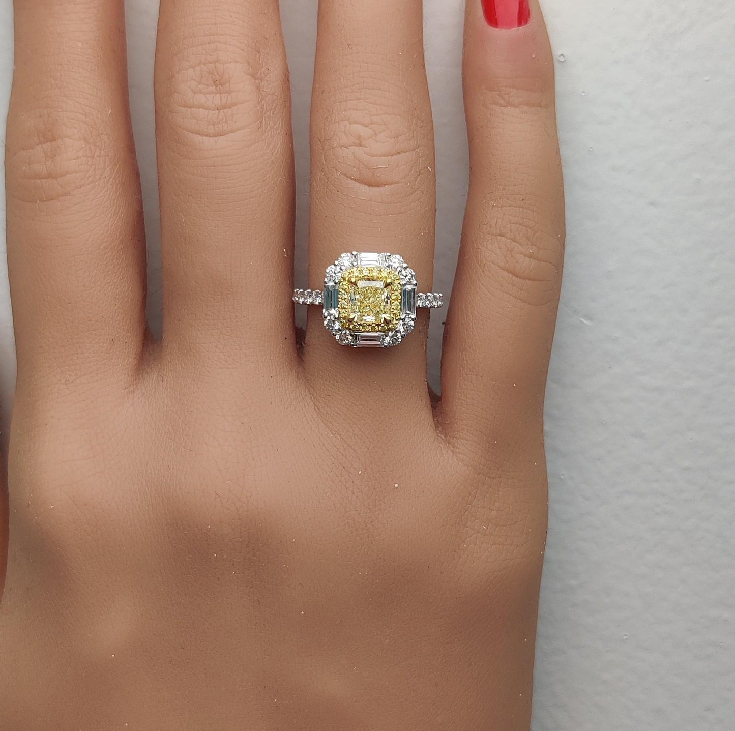 GIA Certified Natural Yellow Radiant Diamond 2.07 Carat TW Gold Cocktail Ring
