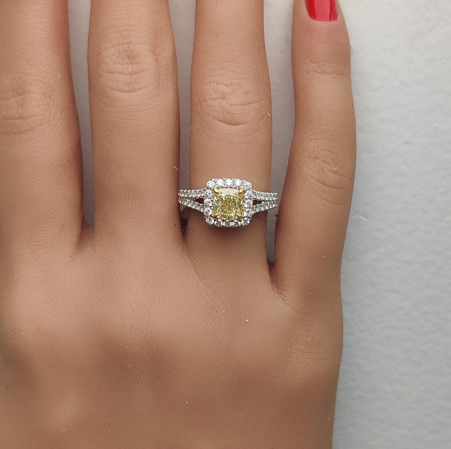 GIA Certified Natural Yellow Cushion Diamond 1.67 Carat TW Gold Cocktail Ring