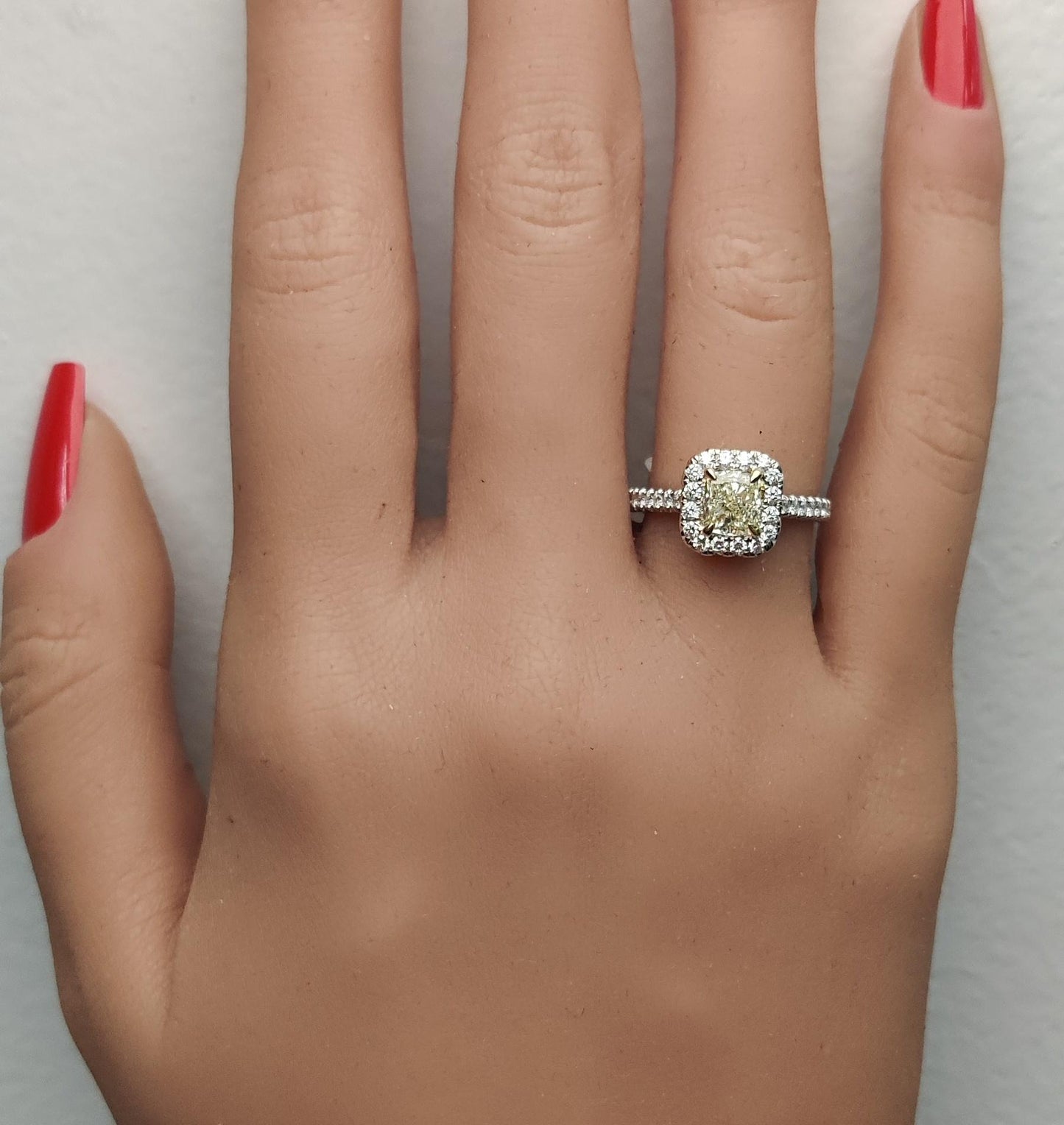 GIA Certified Natural Yellow Cushion Diamond 1.51 Carat TW Gold Cocktail Ring