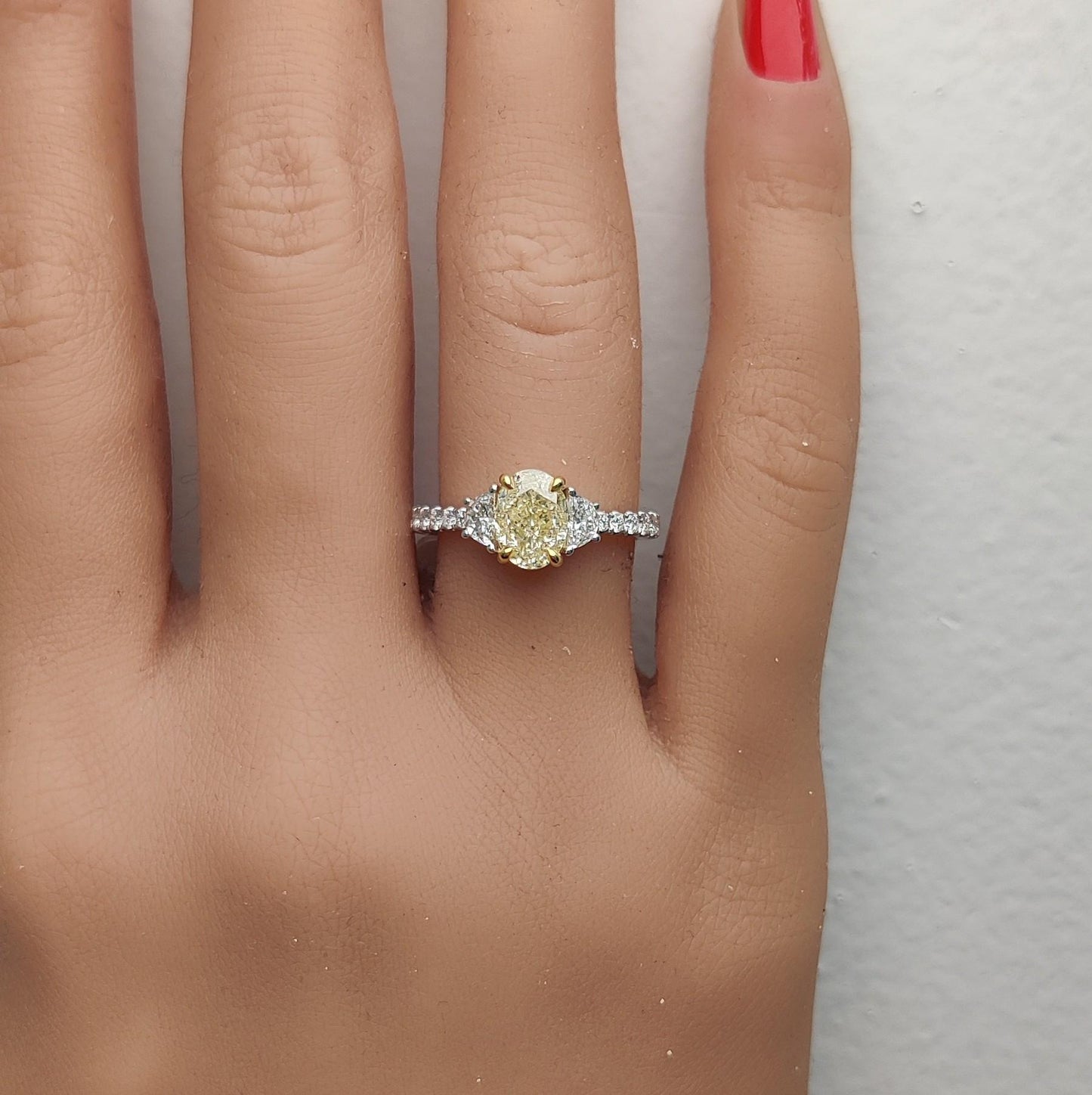 GIA Certified Natural Yellow Oval Diamond 2.15 Carat TW Gold Cocktail Ring