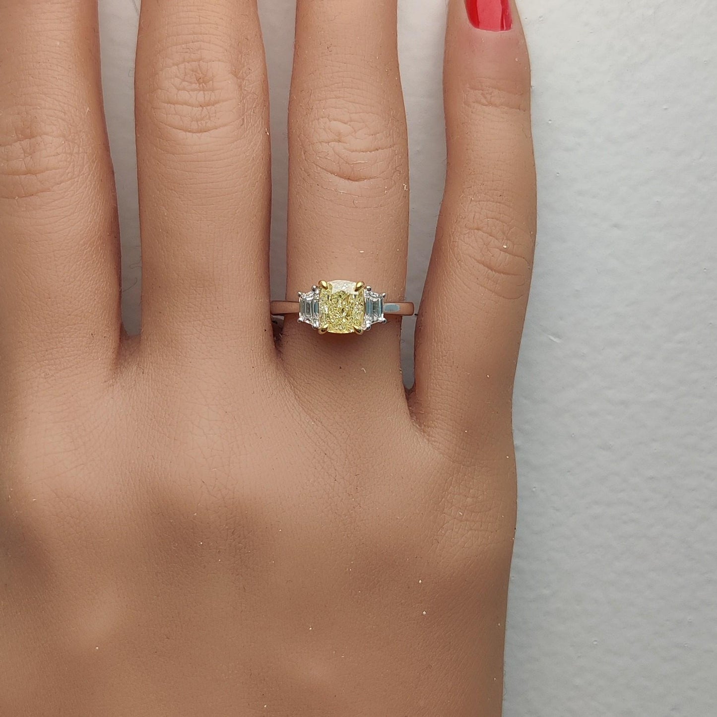 GIA Certified Natural Yellow Cushion Diamond 1.92 Carat TW Gold Cocktail Ring