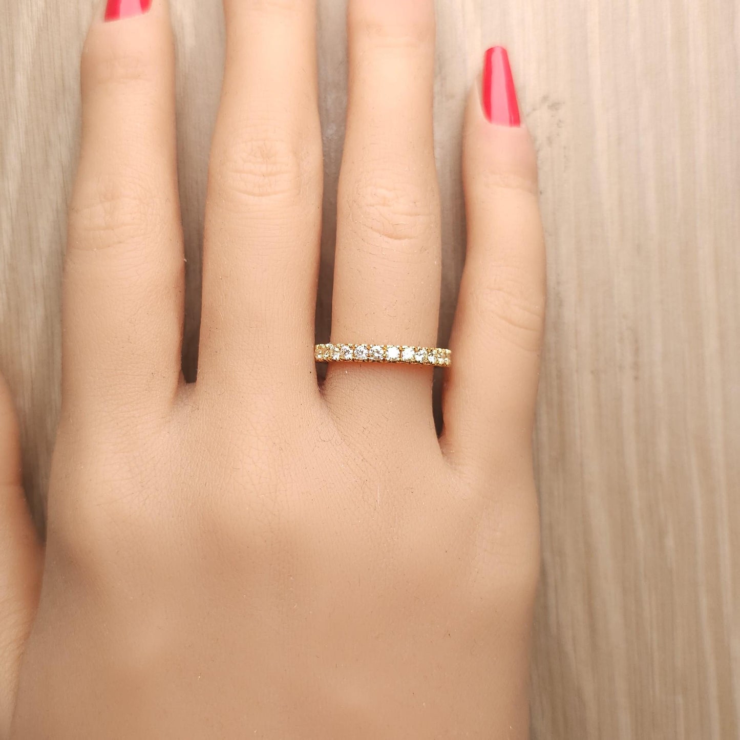 Natural Yellow Round Diamond 0.57 Carat TW Gold Cocktail Band