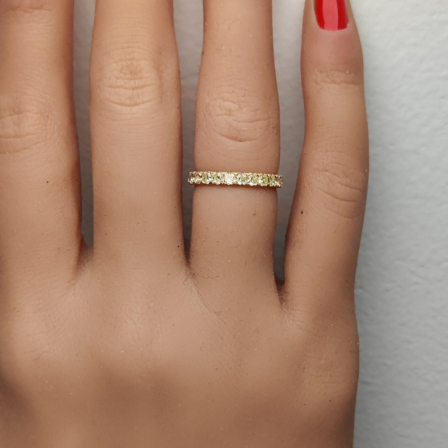 Natural Yellow Radiant Diamond 1.14 Carat TW Yellow Gold Eternity Band