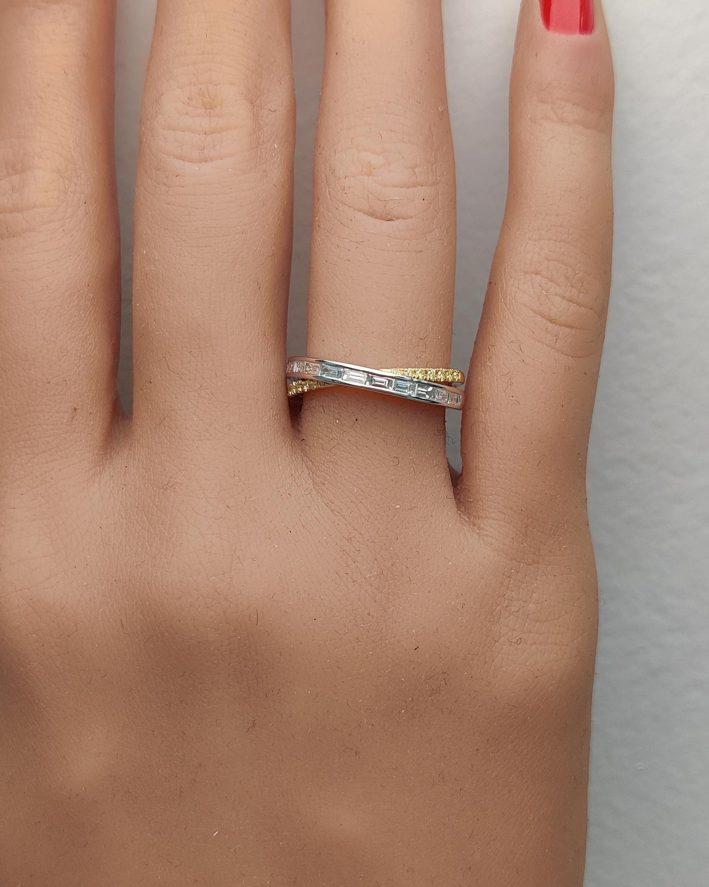 Natural White Baggette Diamond .48 Carat TW Gold Cocktail Band