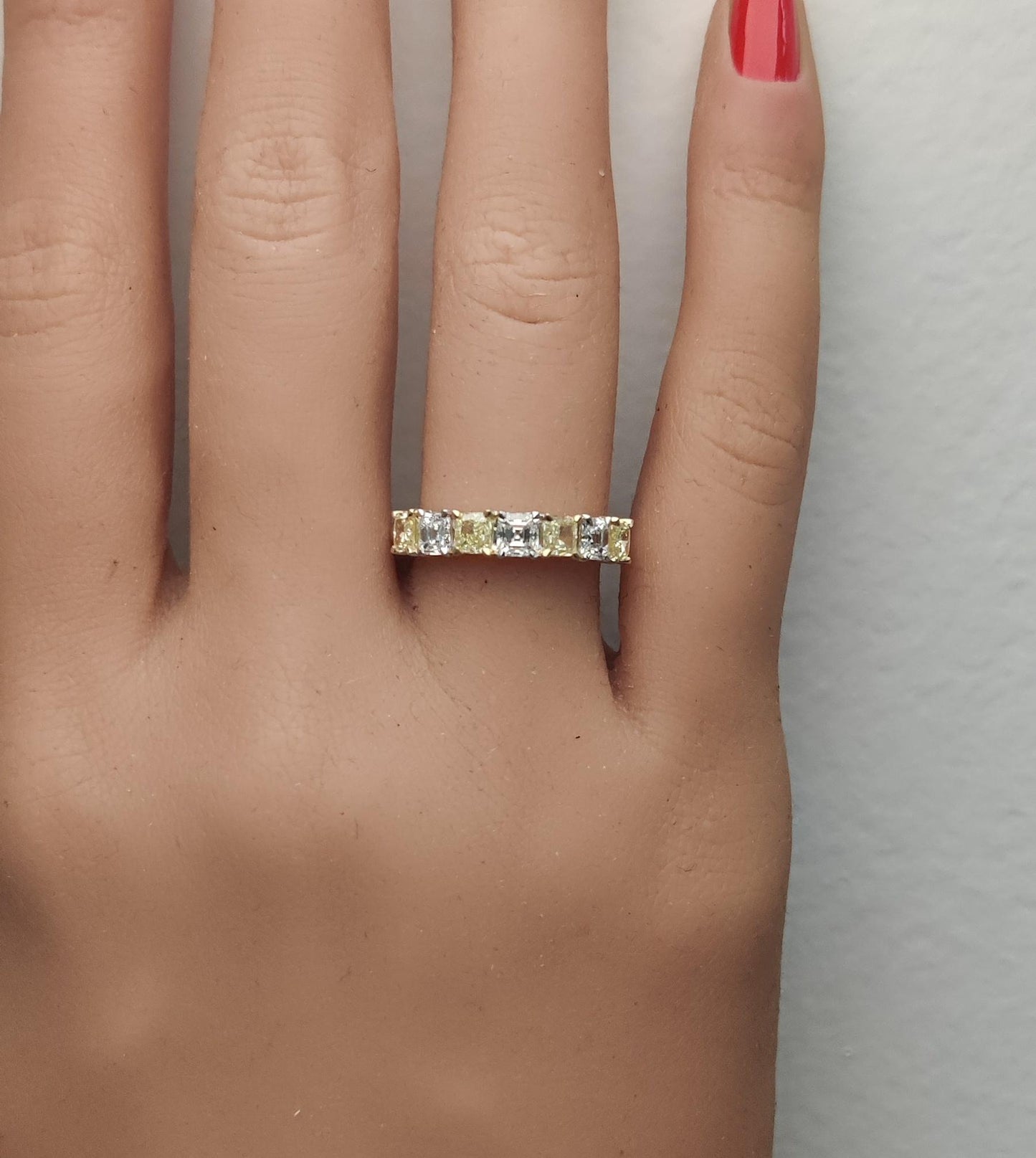 Natural Yellow Cushion Diamond 1.53 Carat TW Gold Cocktail Band