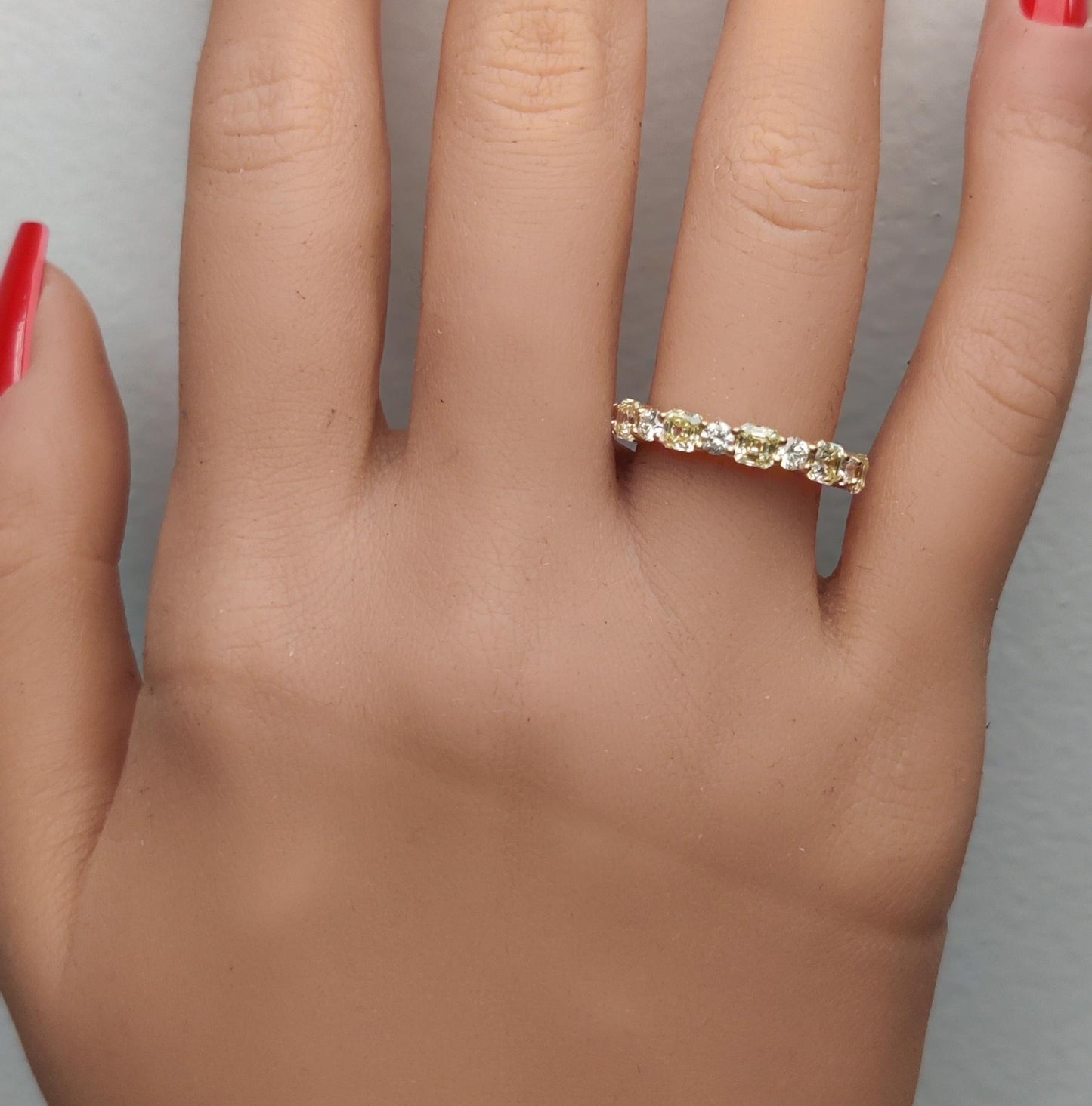 Natural Yellow Cushion Diamond 1.64 Carat TW Gold Cocktail Band