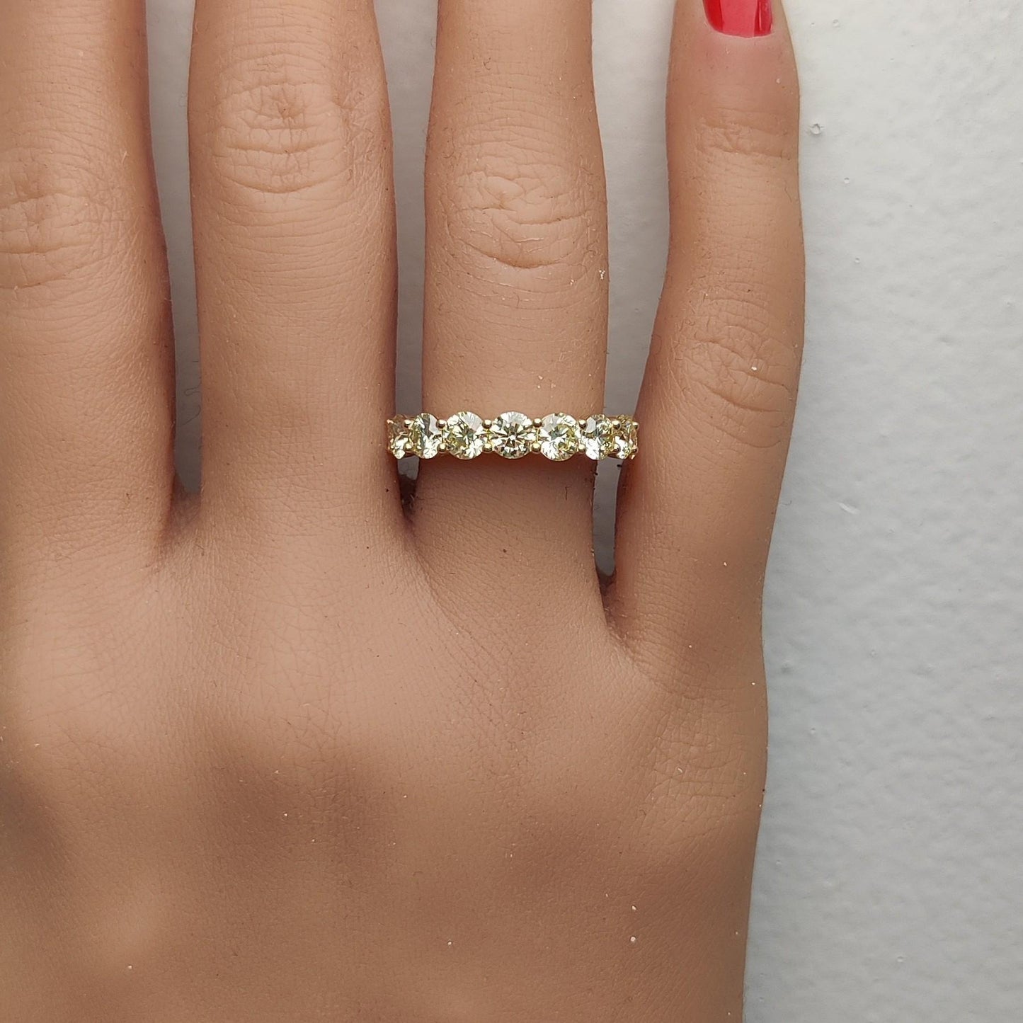 Natural Yellow Round Diamond 2.02 Carat TW Yellow Gold Wedding Band