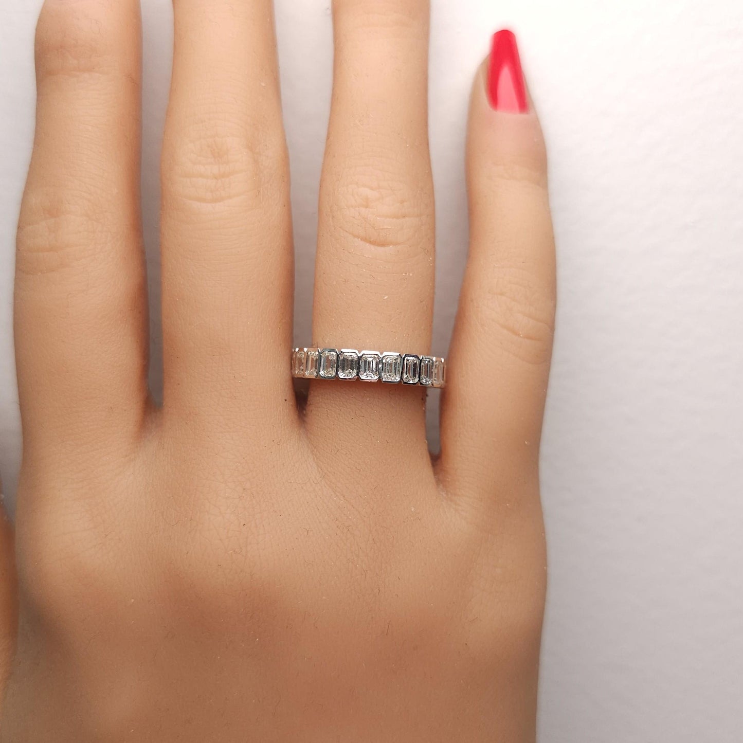 Natural White Emerald Diamond 3.31 Carat TW White Gold Cocktail Band