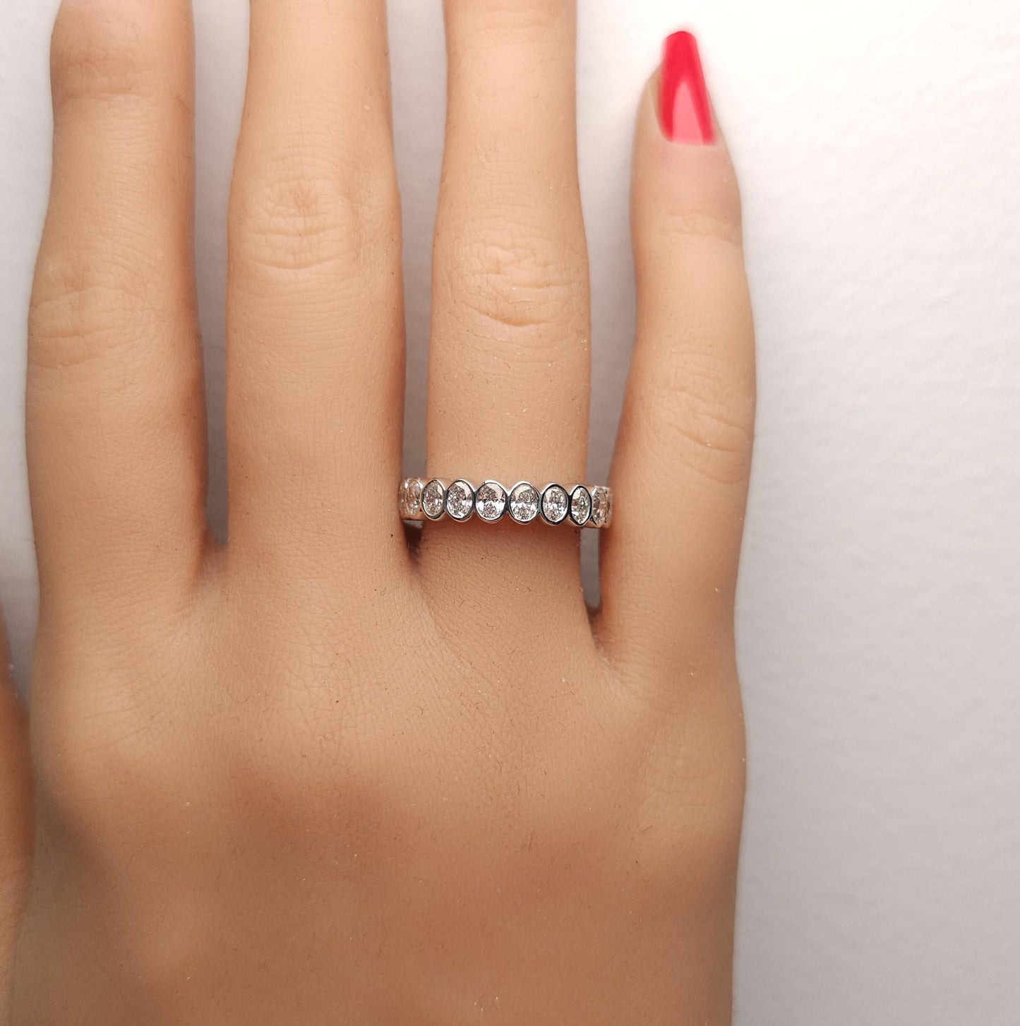 Natural White Oval Diamond 2.71 Carat TW White Gold Cocktail Band