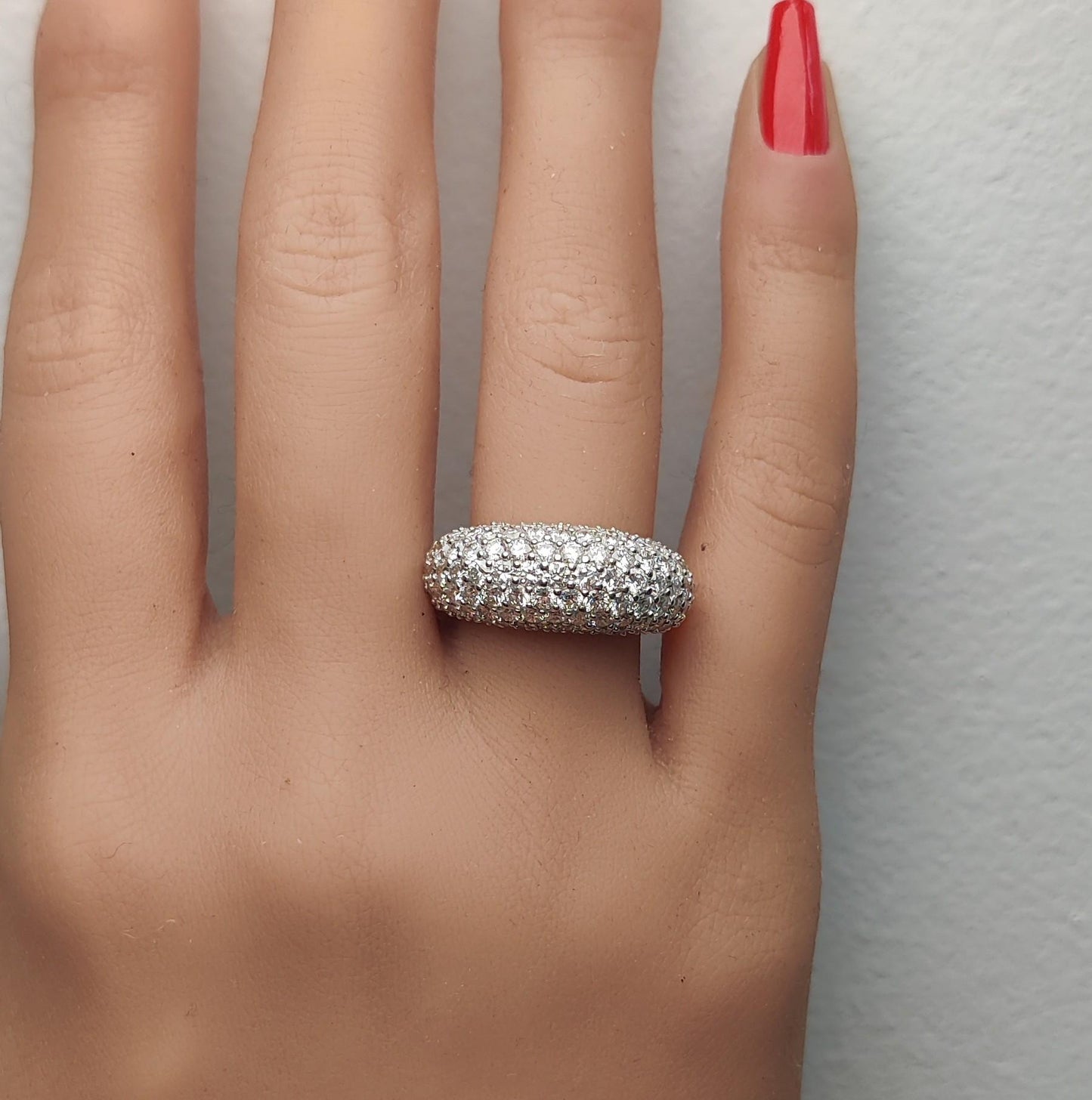 Natural White Round Diamond 3.53 Carat TW White Gold Cocktail Band