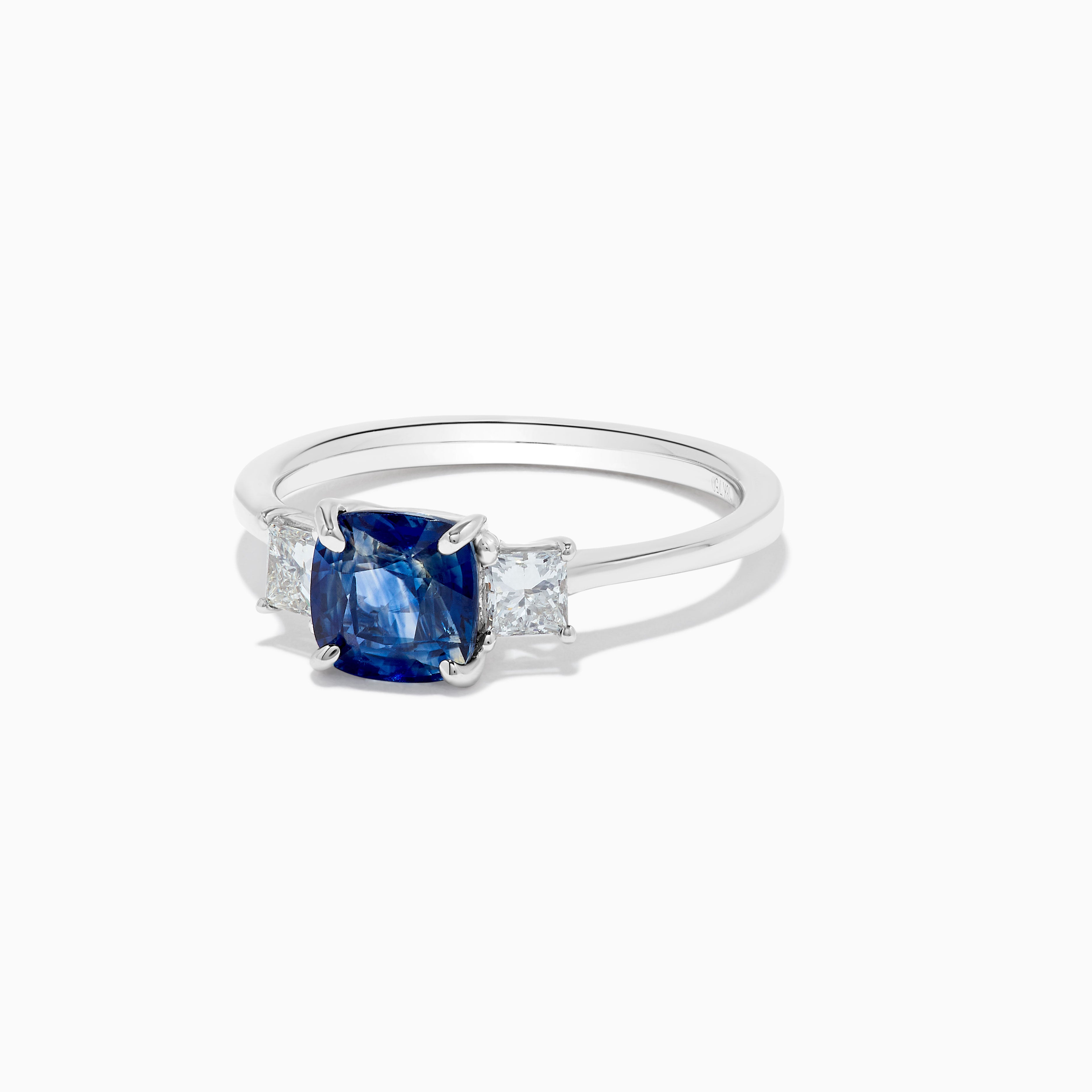 Natural Blue Cushion Sapphire and White Diamond 2.07 Carat TW Gold Cocktail Ring