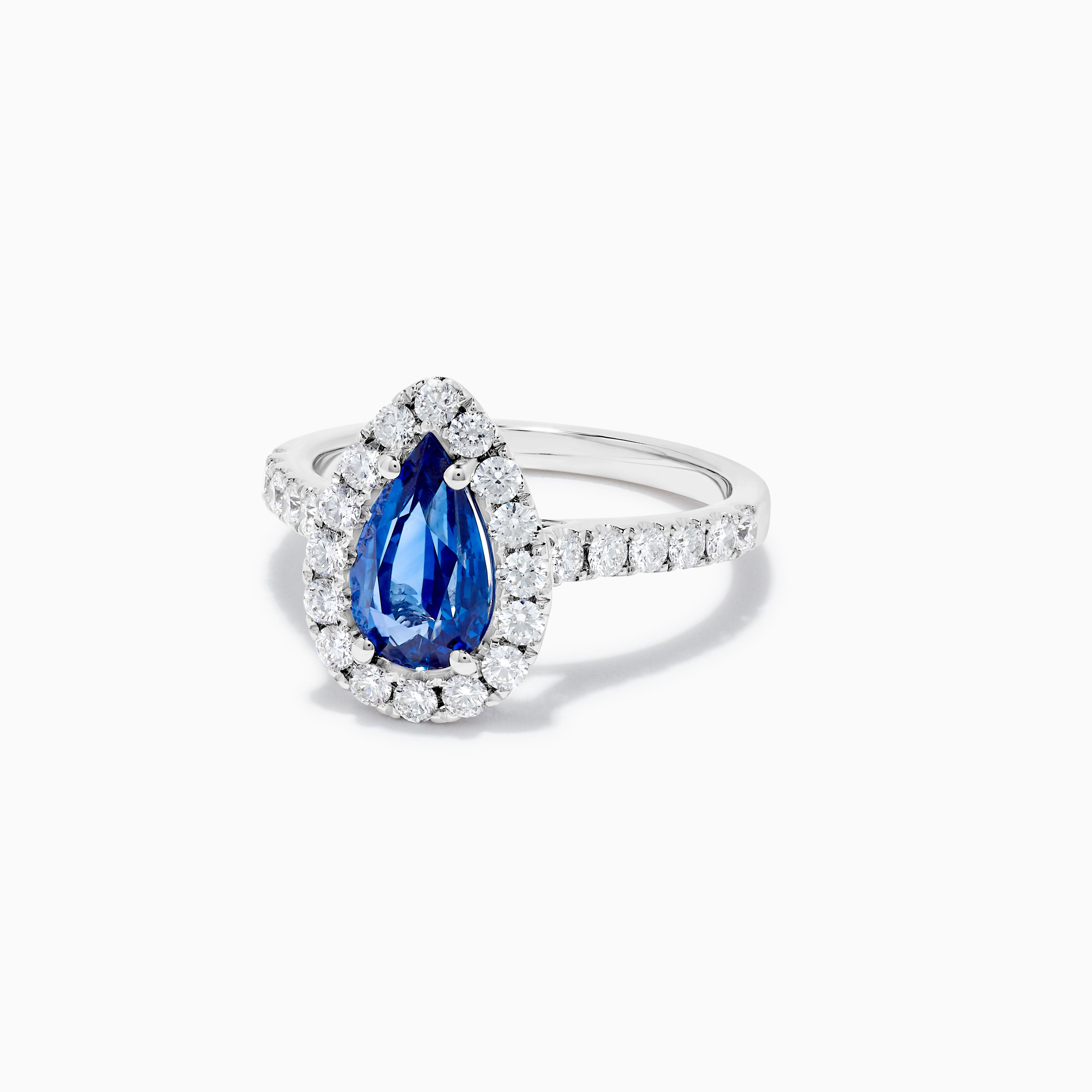 Natural Blue Pear Sapphire and White Diamond 2.58 Carat TW Gold Cocktail Ring