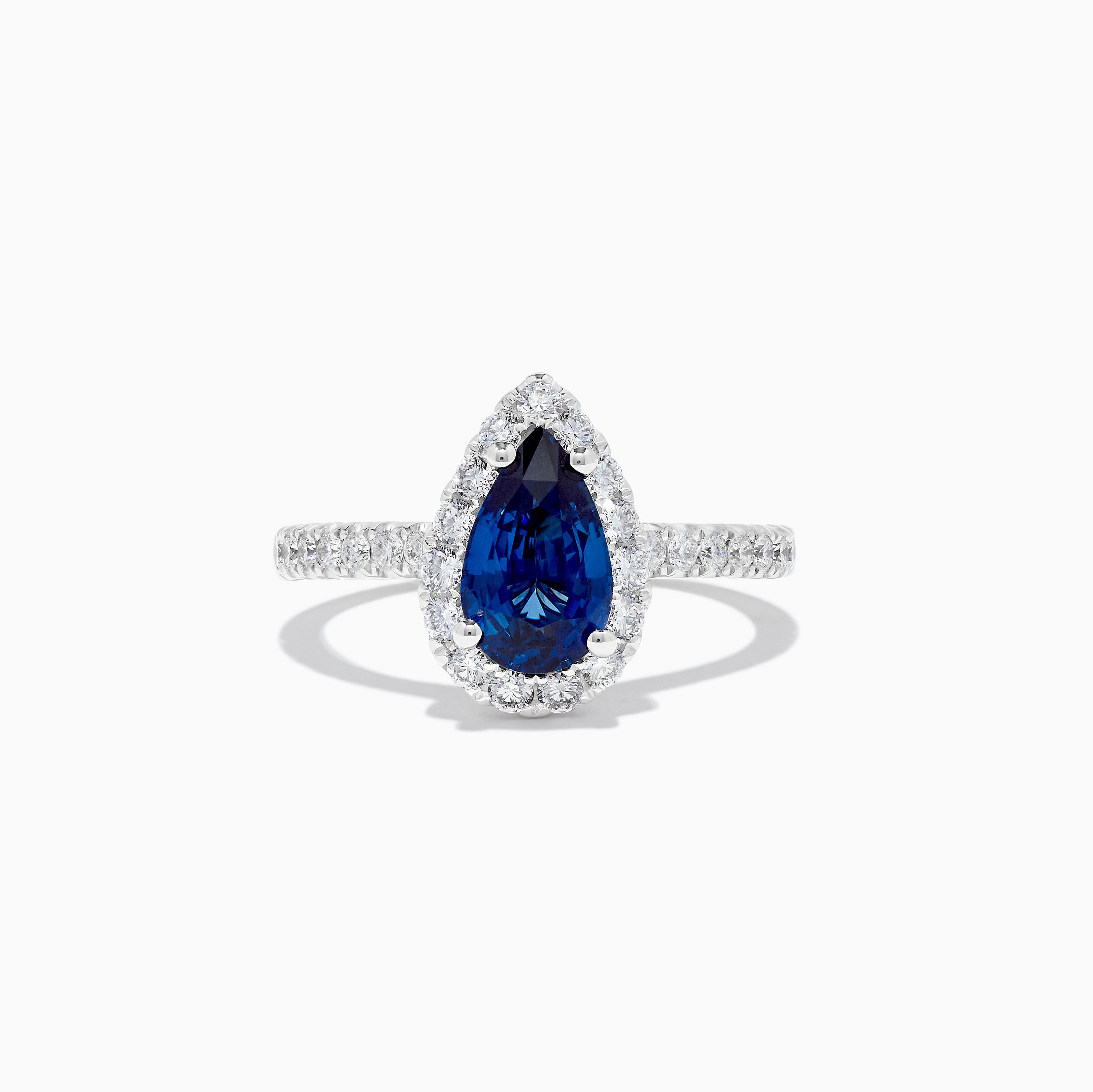 Natural Blue Pear Sapphire and White Diamond 2.01 Carat TW Gold Cocktail Ring