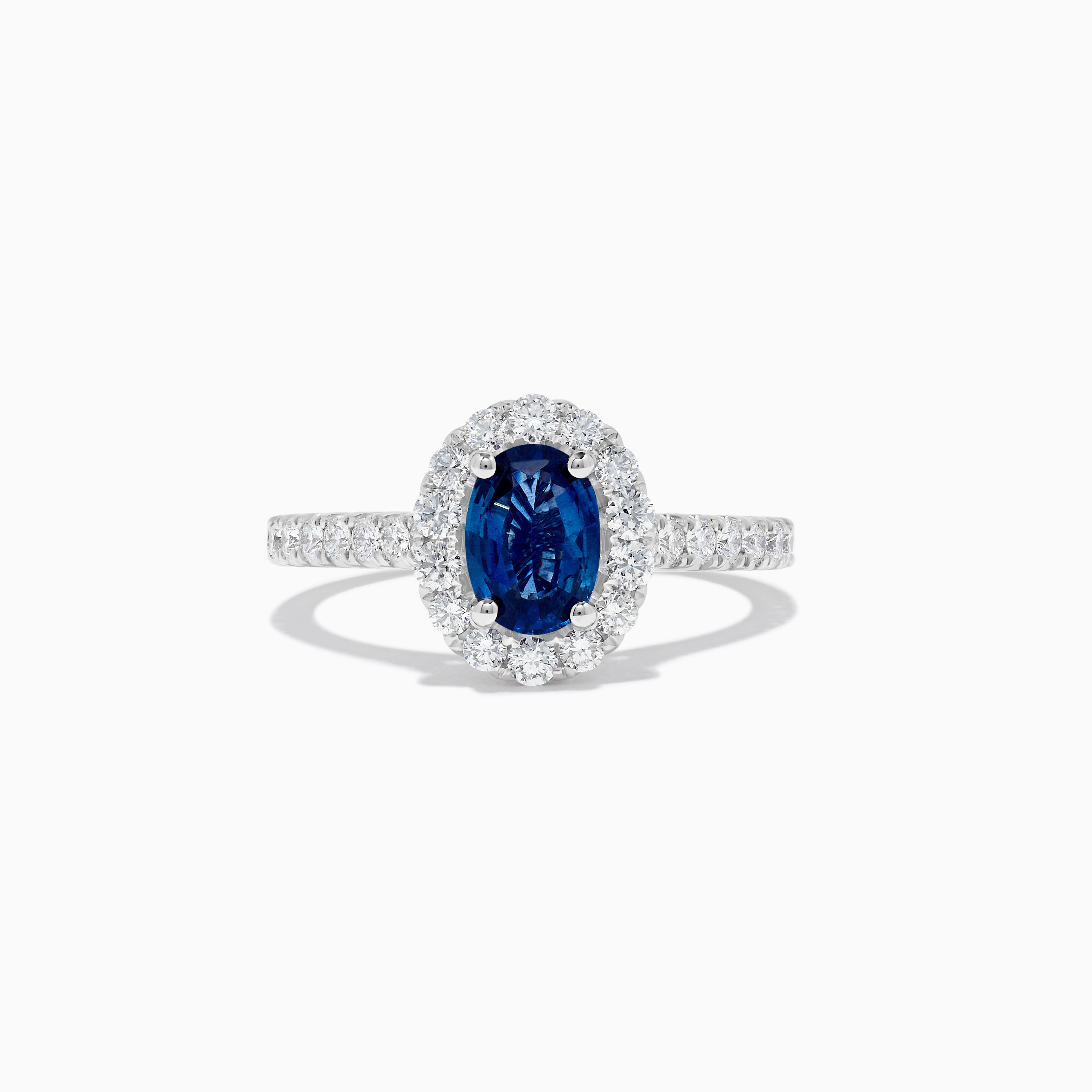 Natural Blue Oval Sapphire and White Diamond 1.47 Carat TW Gold Cocktail Ring