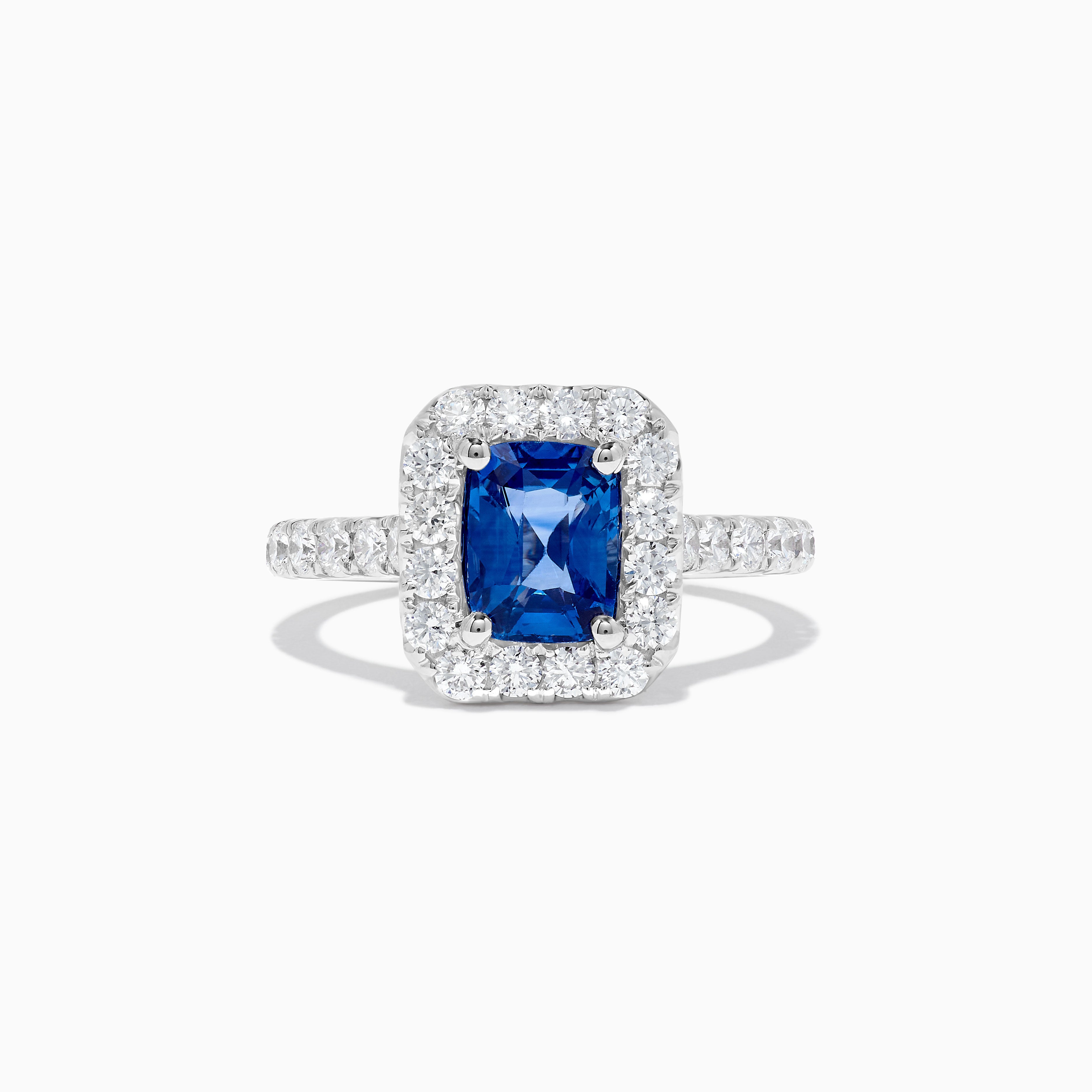 Natural Blue Cushion Sapphire and White Diamond 2.33 Carat TW Gold Cocktail Ring