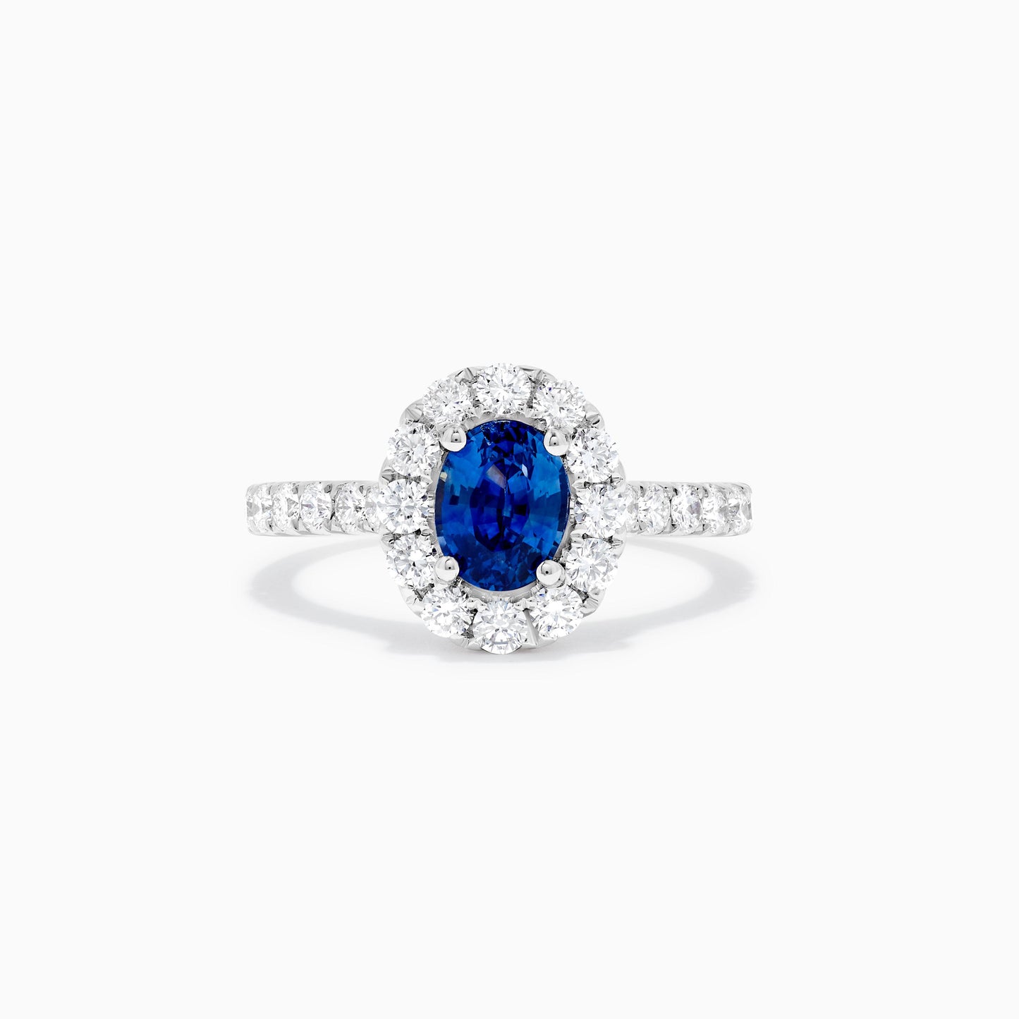 Natural Blue Oval Sapphire and White Diamond 2.02 Carat TW Gold Cocktail Ring