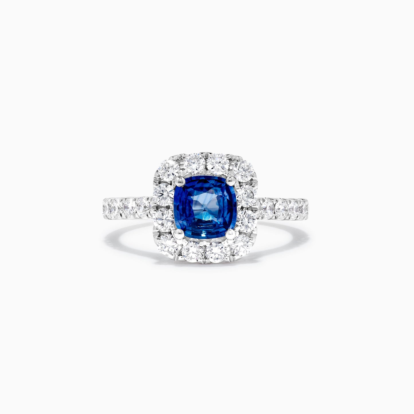 Natural Blue Cushion Sapphire and White Diamond 1.99 Carat TW Gold Cocktail Ring