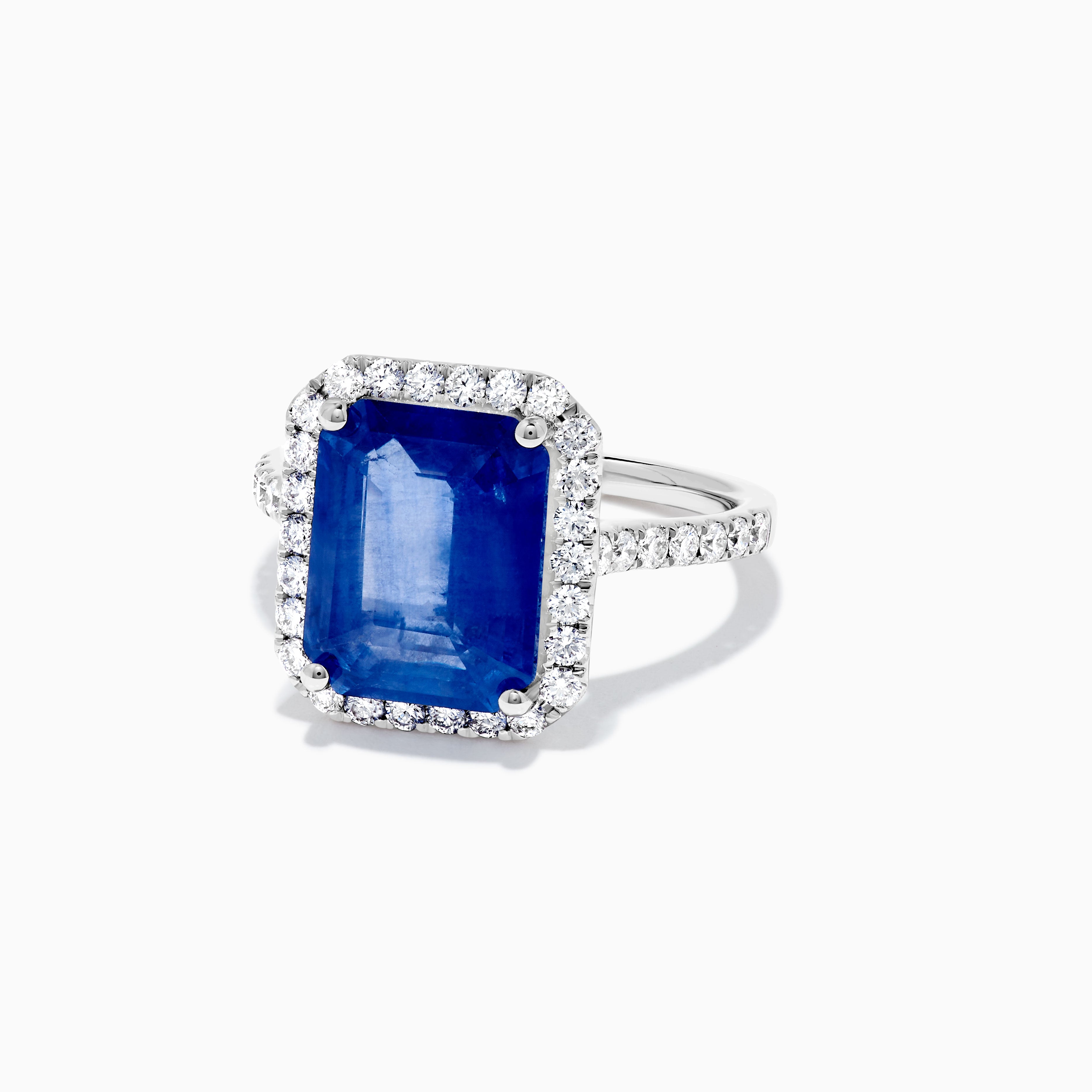 Natural Blue Emerald Sapphire and White Diamond 5.89 Carat TW Gold Cocktail Ring