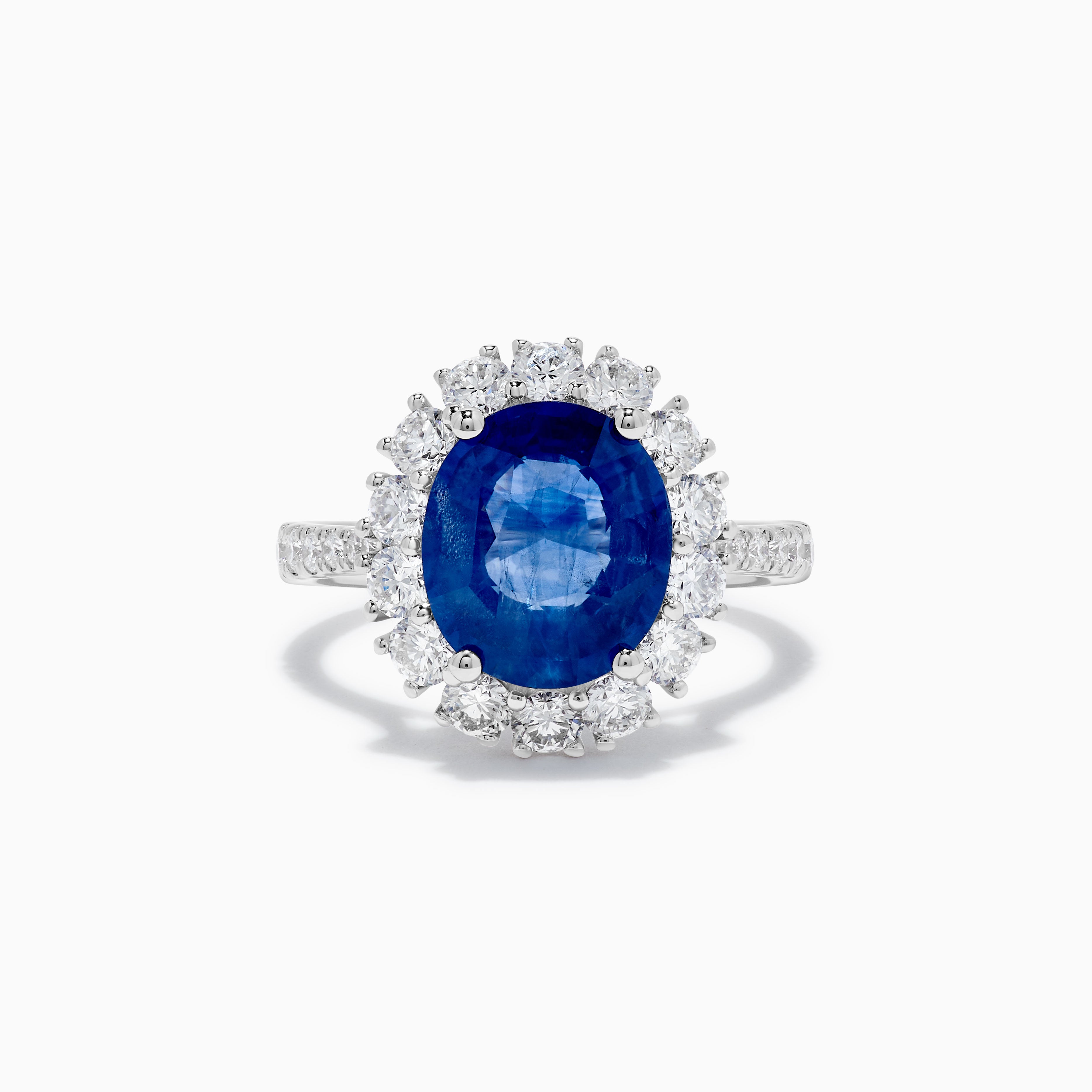 Natural Blue Oval Sapphire and White Diamond 5.51 Carat TW Gold Cocktail Ring