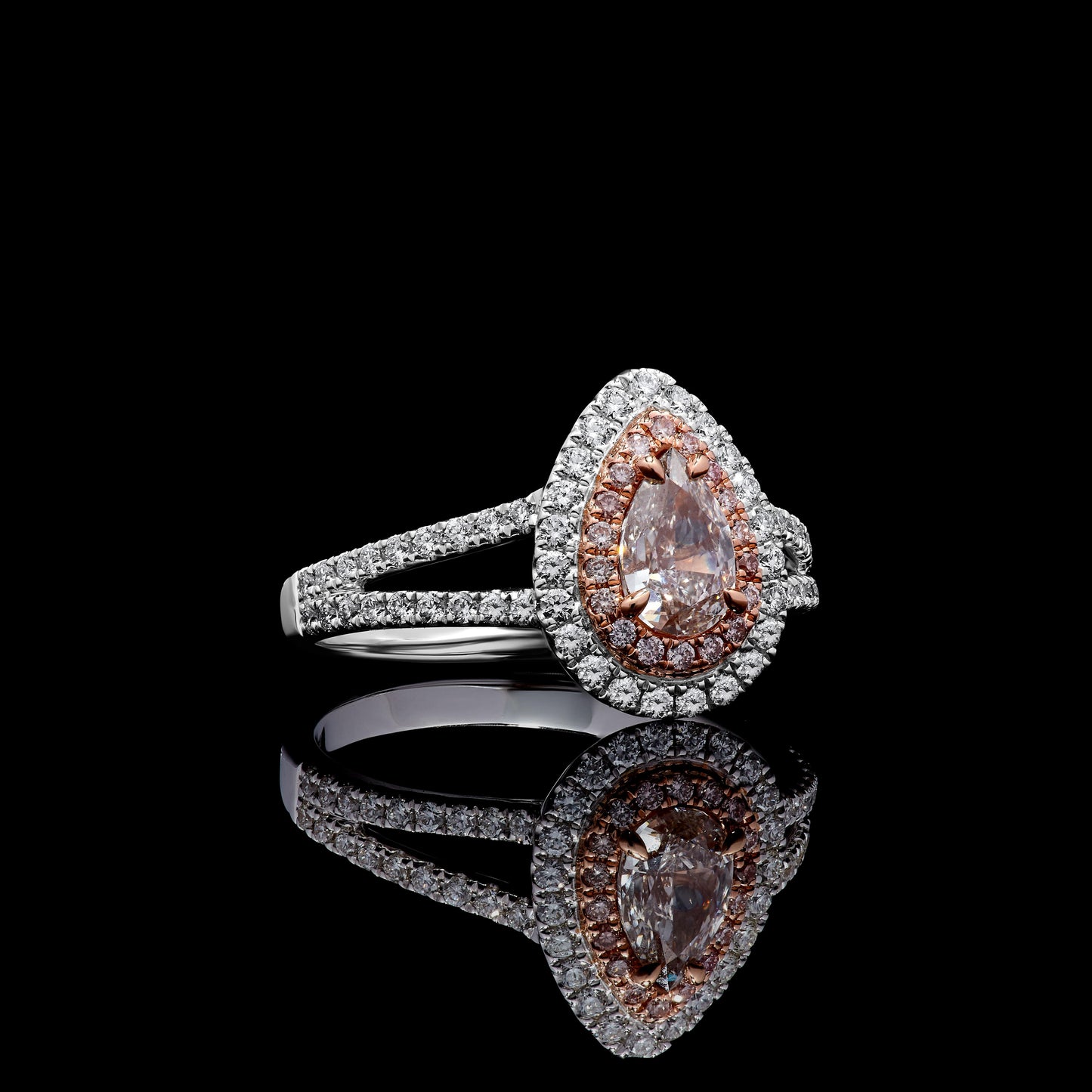 GIA Certified Natural Pink Pear Diamond 1.17 Carat TW Gold Cocktail Ring