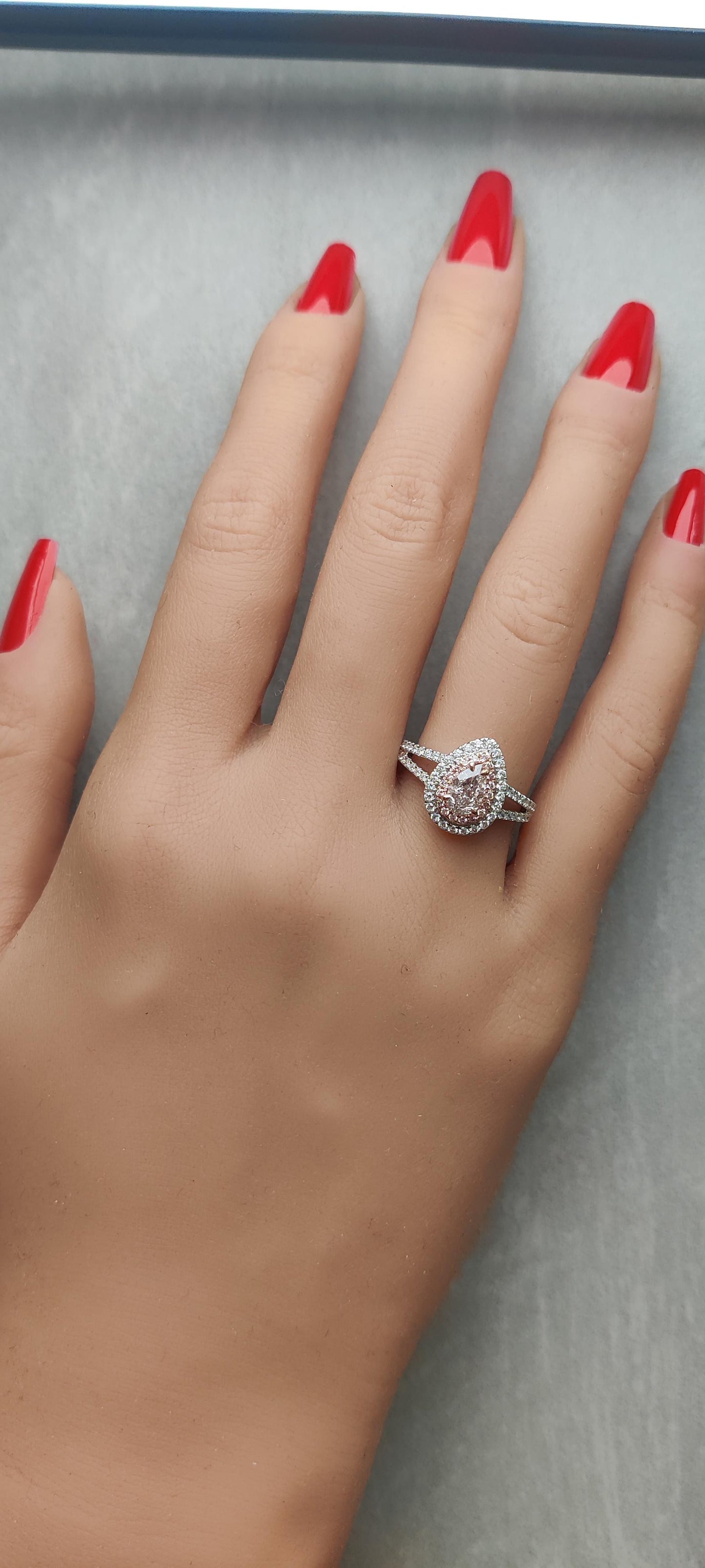 GIA Certified Natural Pink Pear Diamond 1.17 Carat TW Gold Cocktail Ring