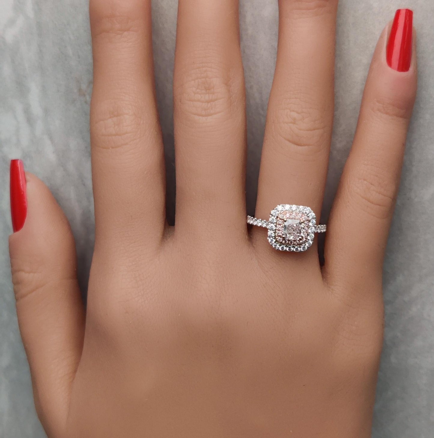 GIA Certified Natural Pink Radiant Diamond 1.20 Carat TW Gold Cocktail Ring