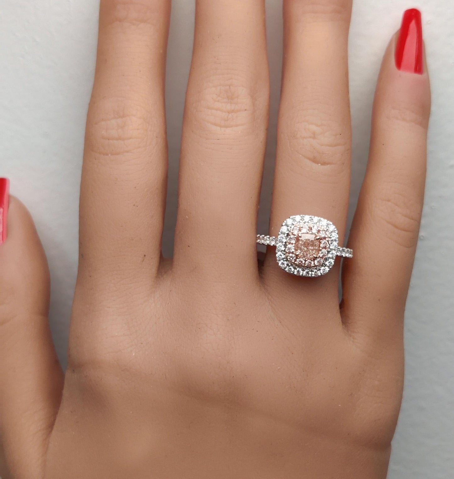 GIA Certified Natural Pink Cushion Diamond 1.47 Carat TW Gold Cocktail Ring