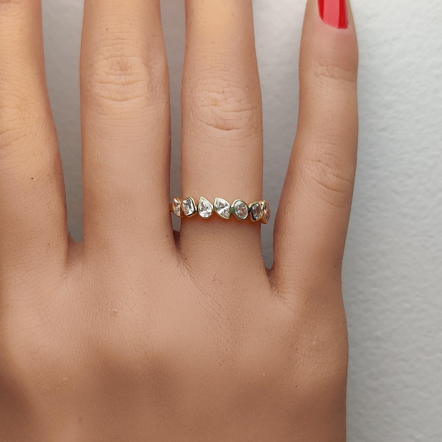 Natural White Emerald Diamond 0.73 Carat TW Yellow Gold Cocktail Band