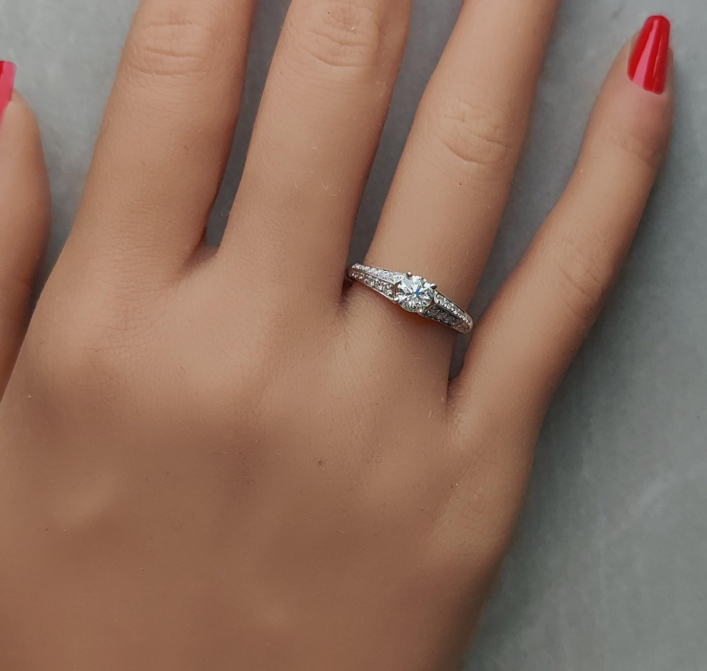 Natural White Round Diamond 0.71 Carat TW White Gold Engagement Ring