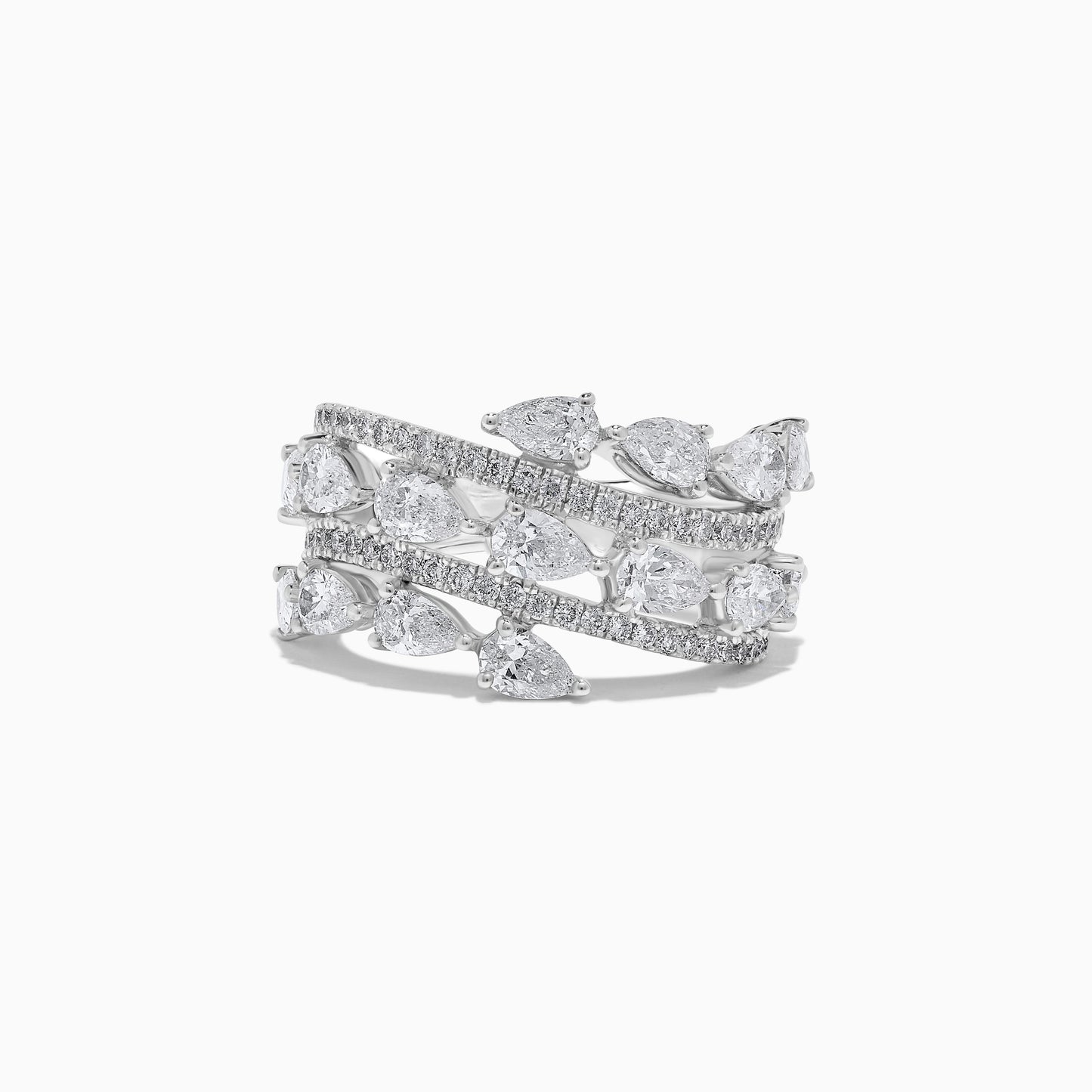 Natural White Pear Diamond 2.82 Carat TW White Gold Cocktail Ring