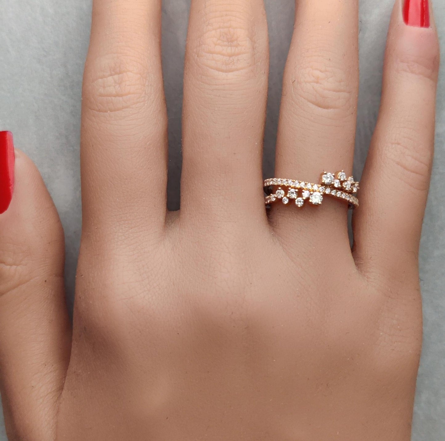 Natural White Round Diamond 0.53 Carat TW White Gold Cocktail Band