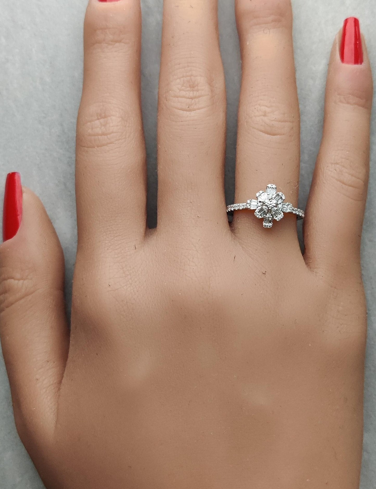Natural White Baguette Diamond 0.40 Carat TW White Gold Cocktail Ring