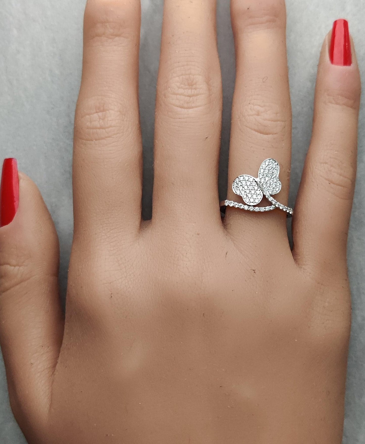 Natural White Round Diamond 0.49 Carat TW White Gold Cocktail Ring