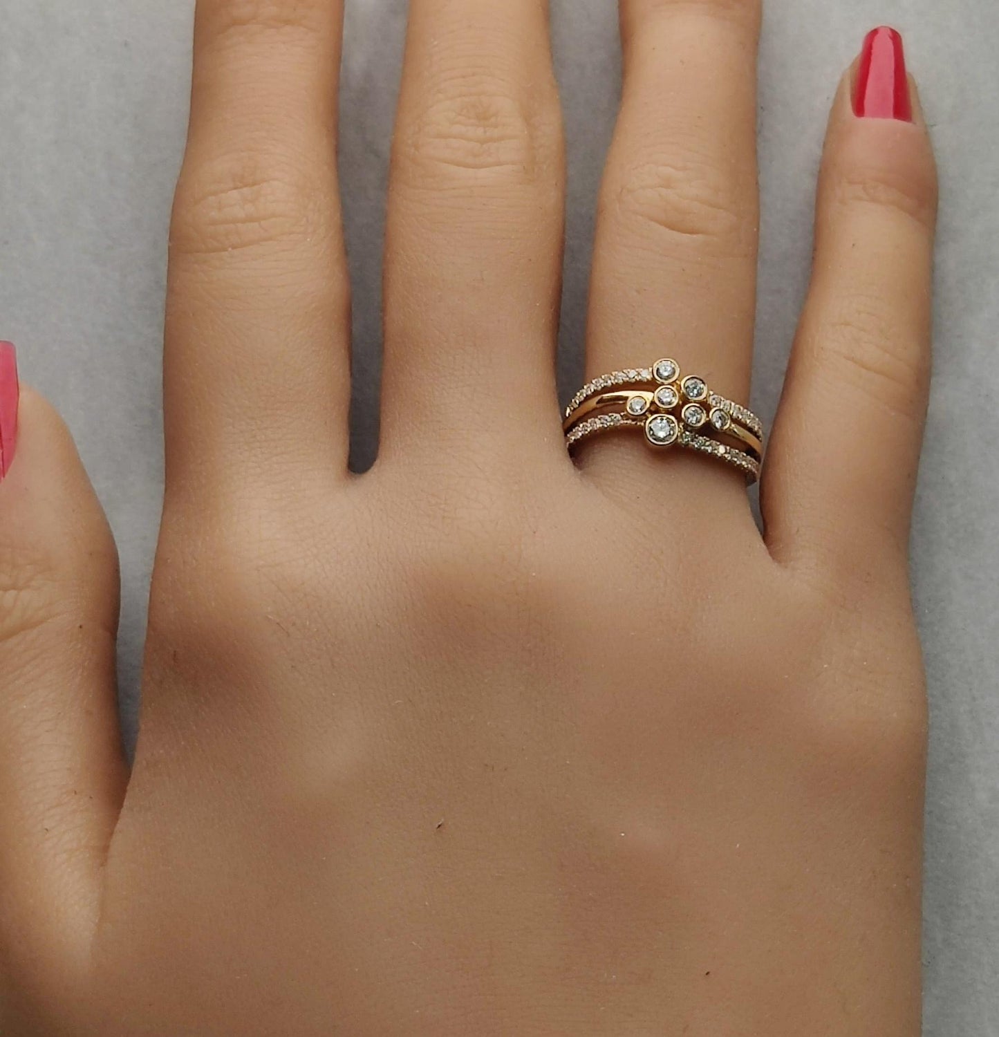 Natural White Round Diamond 0.48 Carat TW Yellow Gold Cocktail Band