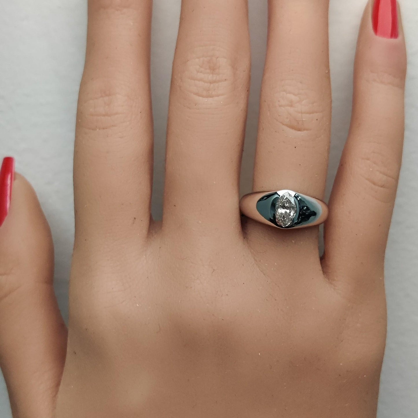 Natural White Marquise Diamond 0.62 Carat TW White Gold Cocktail Band